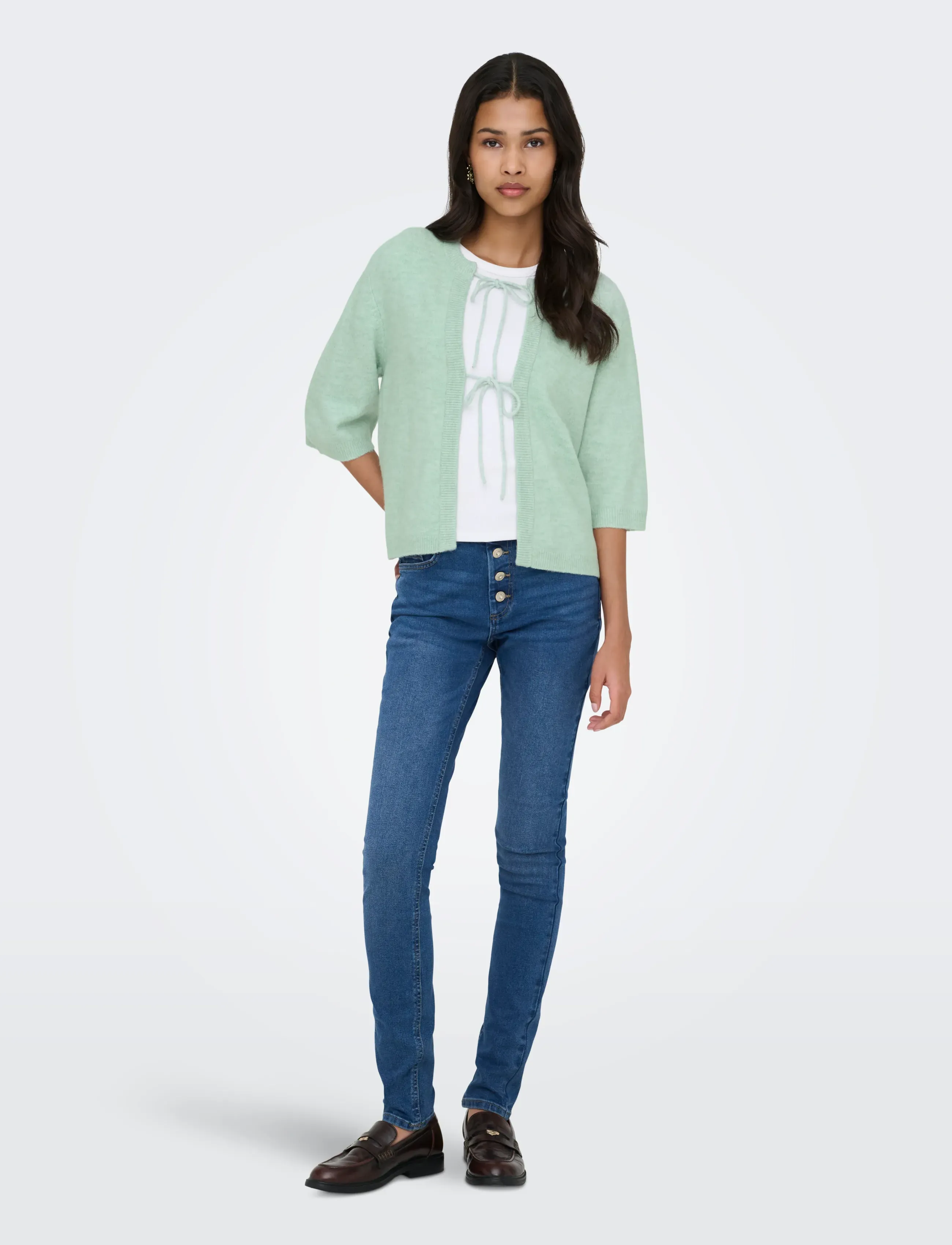 ONLY - ONLSIMONI 2/4 BOW CARDIGAN KNT NOOS - kardiganai - ether - 4