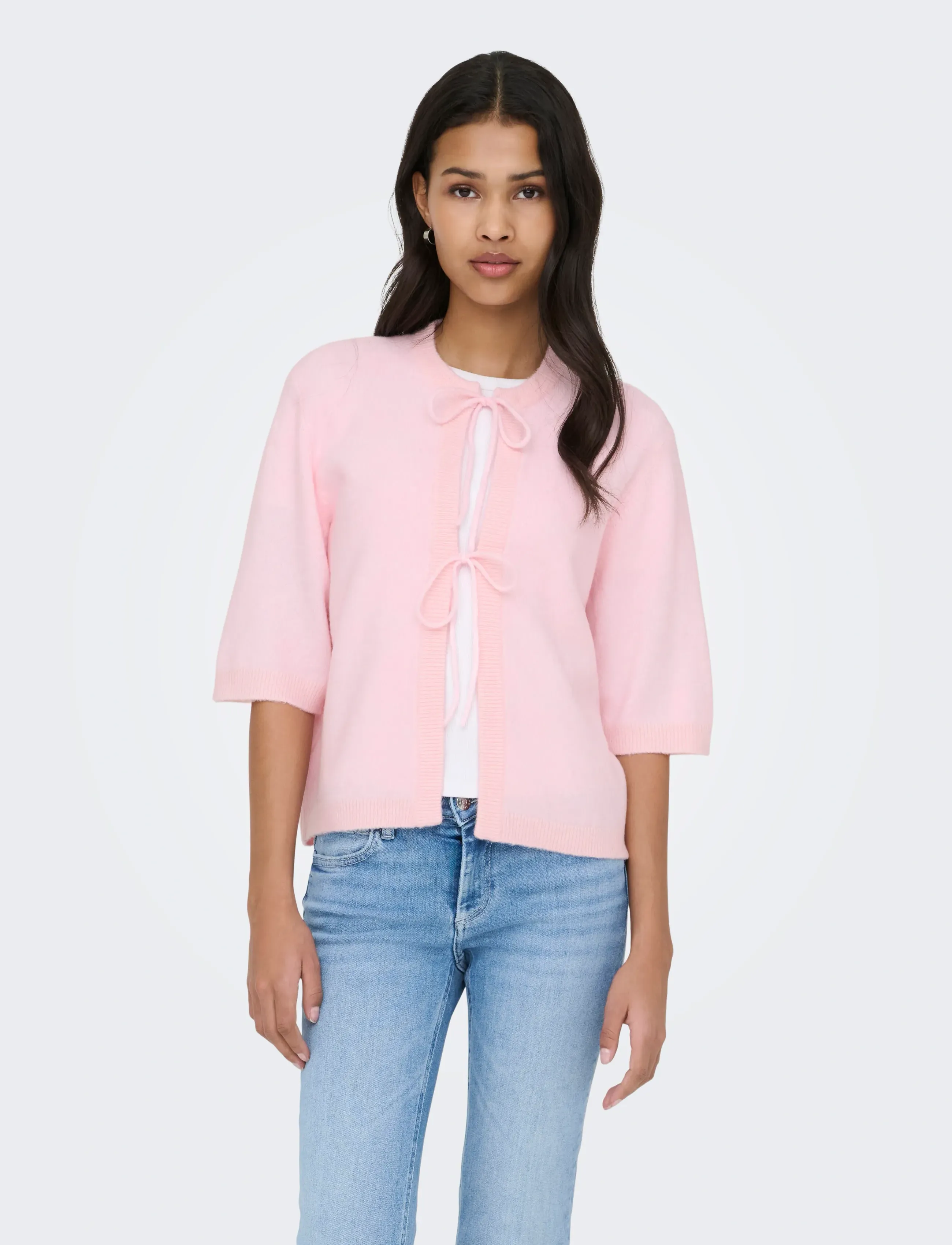 ONLY Onlsimoni 2/4 Bow Cardigan Knt Noos, XS, Knitwear, Rosa - Cardigans, Frauen
