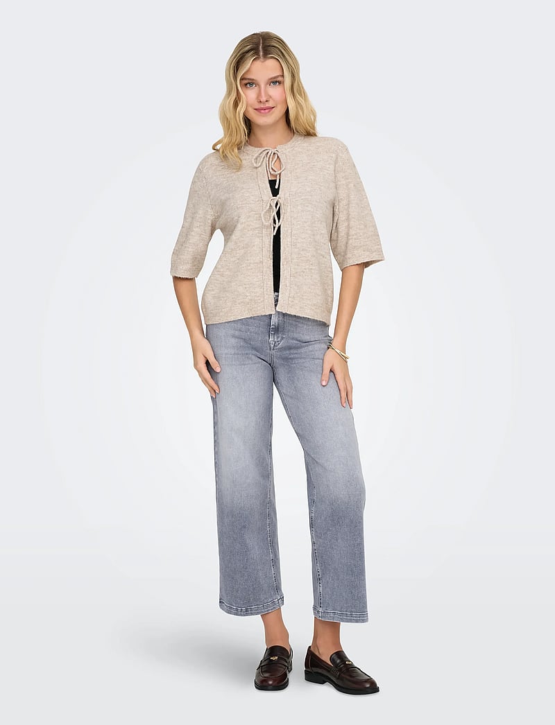 ONLY - ONLSIMONI 2/4 BOW CARDIGAN KNT NOOS - koftor - pumice stone - 0