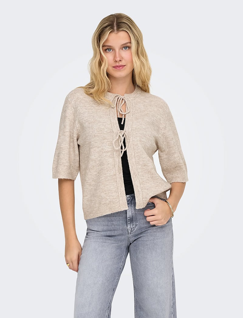 ONLY - ONLSIMONI 2/4 BOW CARDIGAN KNT NOOS - koftor - pumice stone - 5
