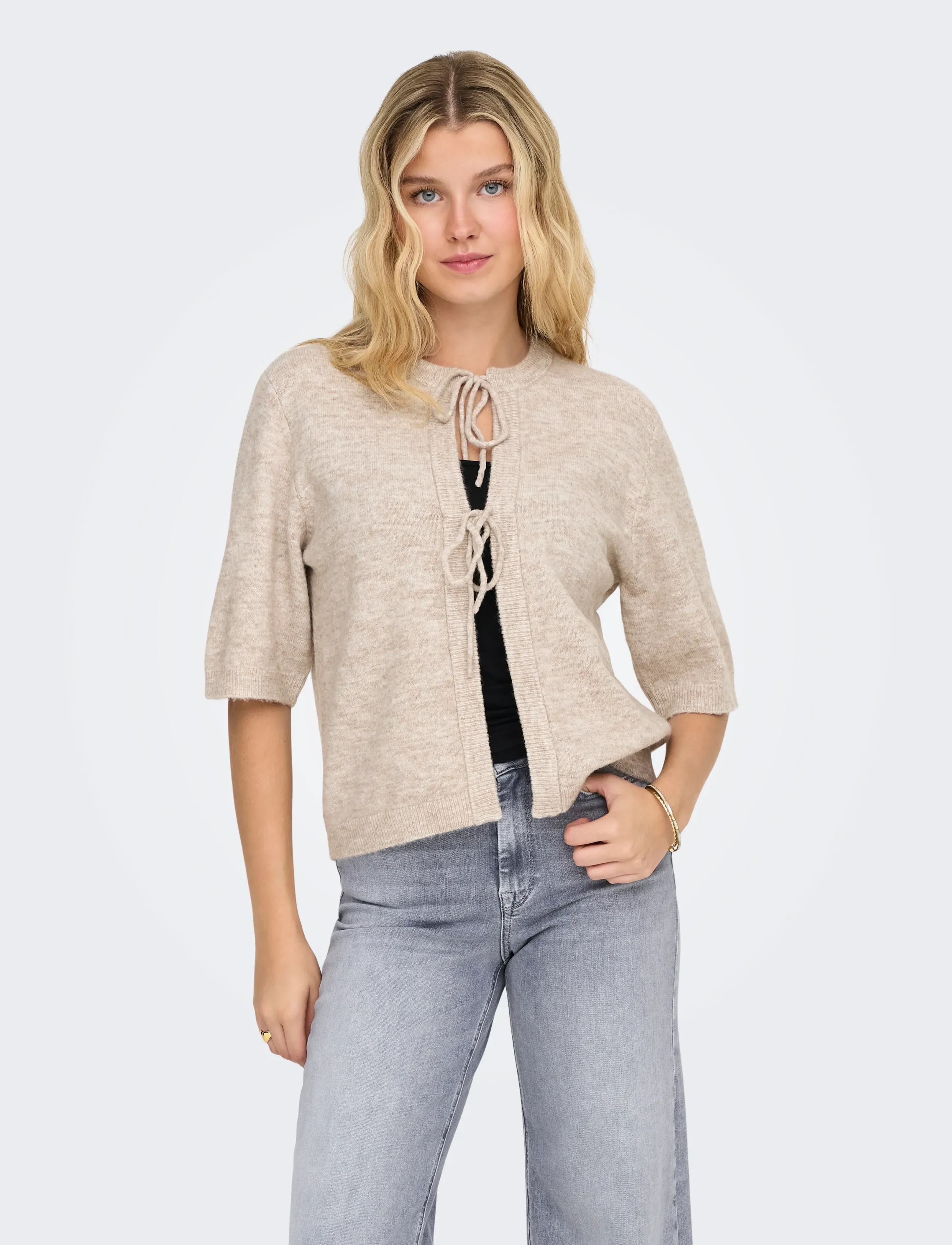 ONLY - ONLSIMONI 2/4 BOW CARDIGAN KNT NOOS - kardiganai - pumice stone - 5
