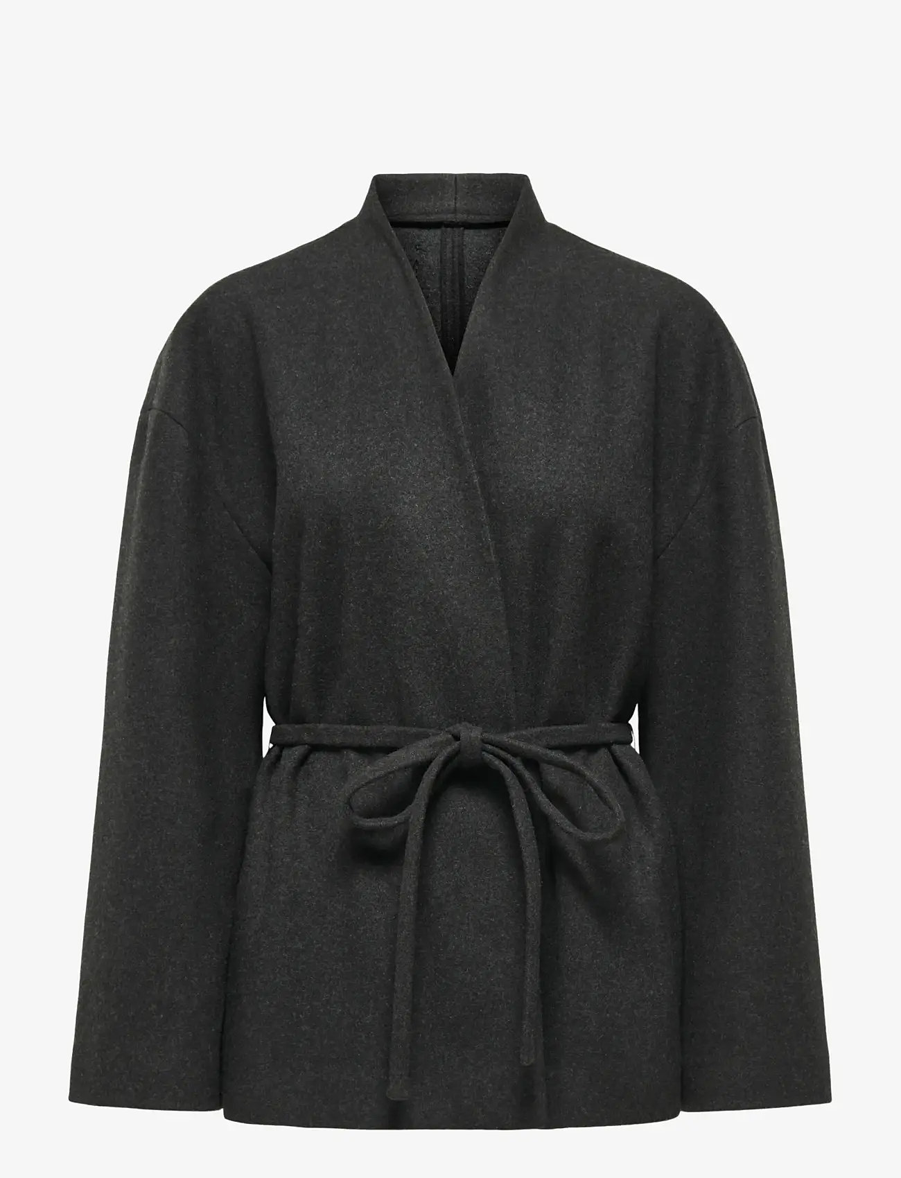 ONLY - ONLFOX-TRILLION SHORT BELT JACKET PNT - villased jakid - dark grey melange - 1