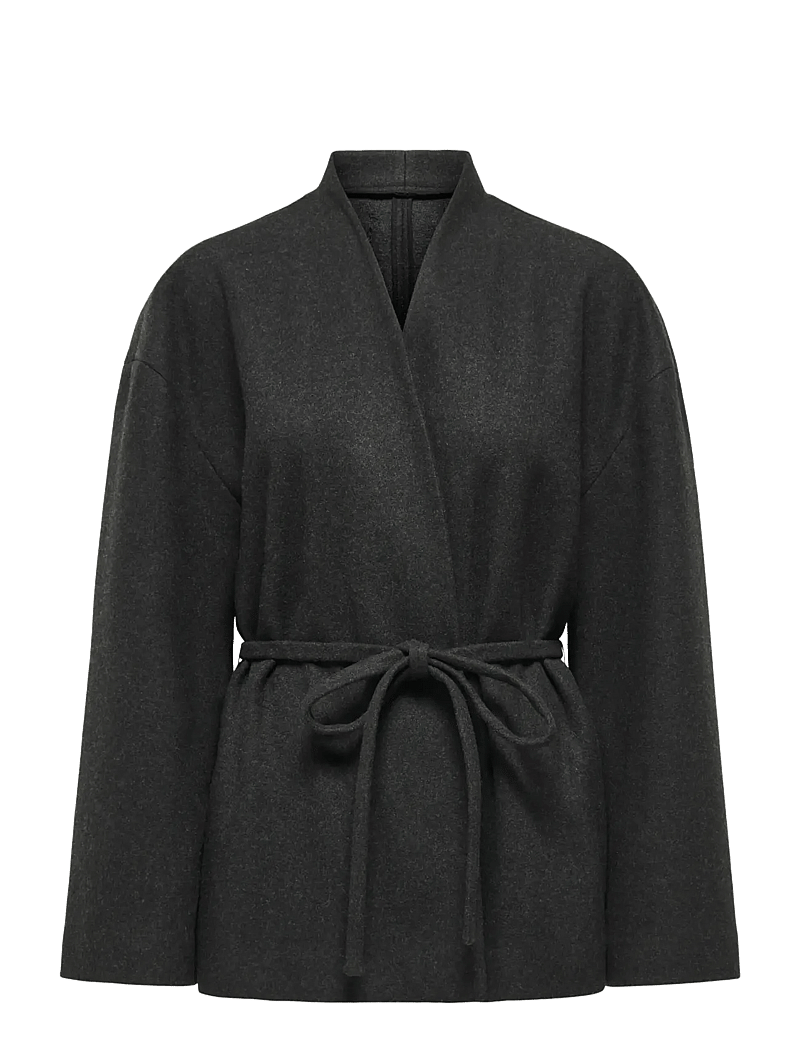 ONLY - ONLFOX-TRILLION SHORT BELT JACKET PNT - vestes en laine - dark grey melange - 1