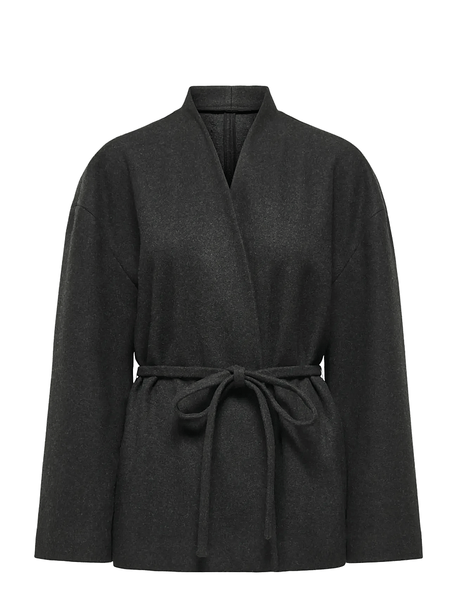 ONLY - ONLFOX-TRILLION SHORT BELT JACKET PNT - wolljacken - dark grey melange - 1