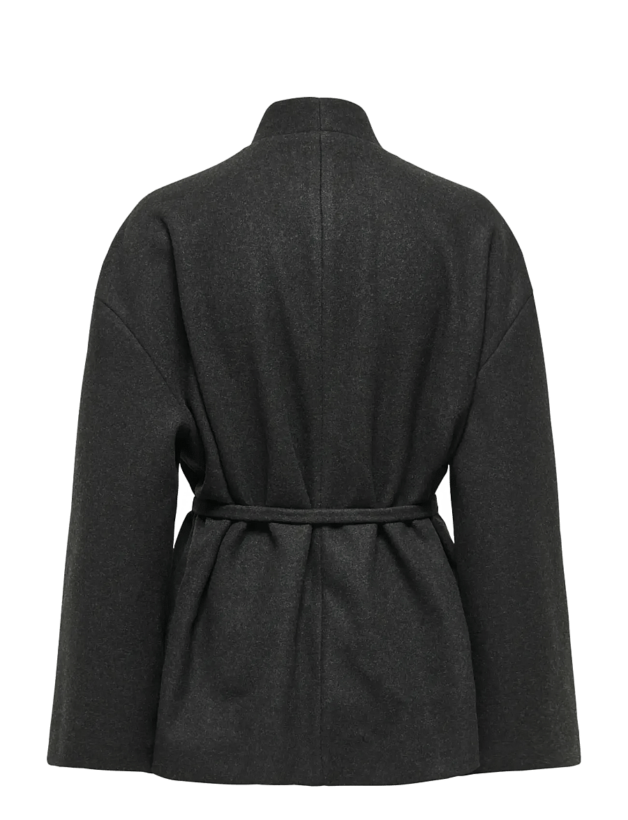 ONLY - ONLFOX-TRILLION SHORT BELT JACKET PNT - wolljacken - dark grey melange - 2