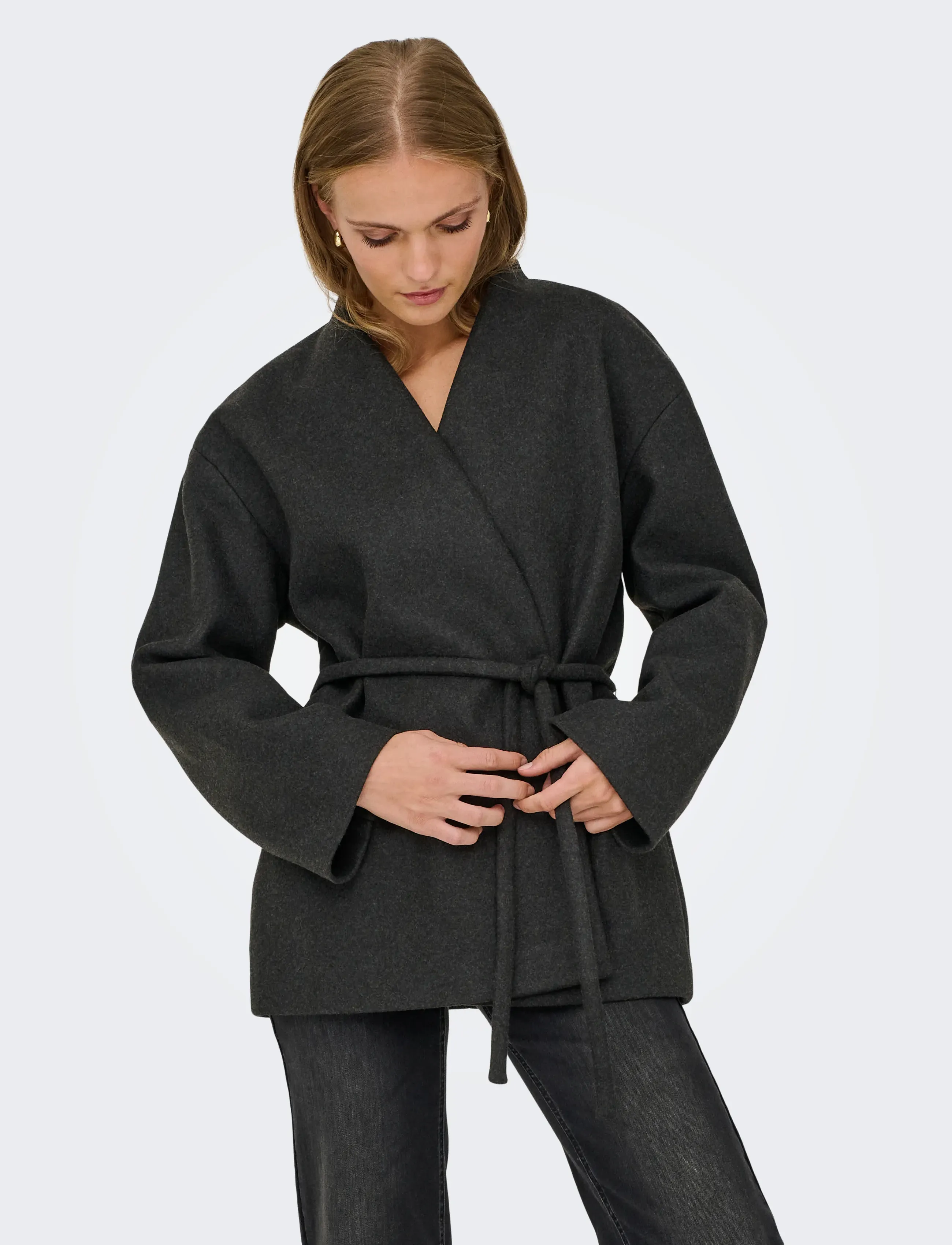 ONLY ONLFOX-TRILLION SHORT BELT JACKET PNT - Jakker & Frakker - DARK GREY MELANGE / grey