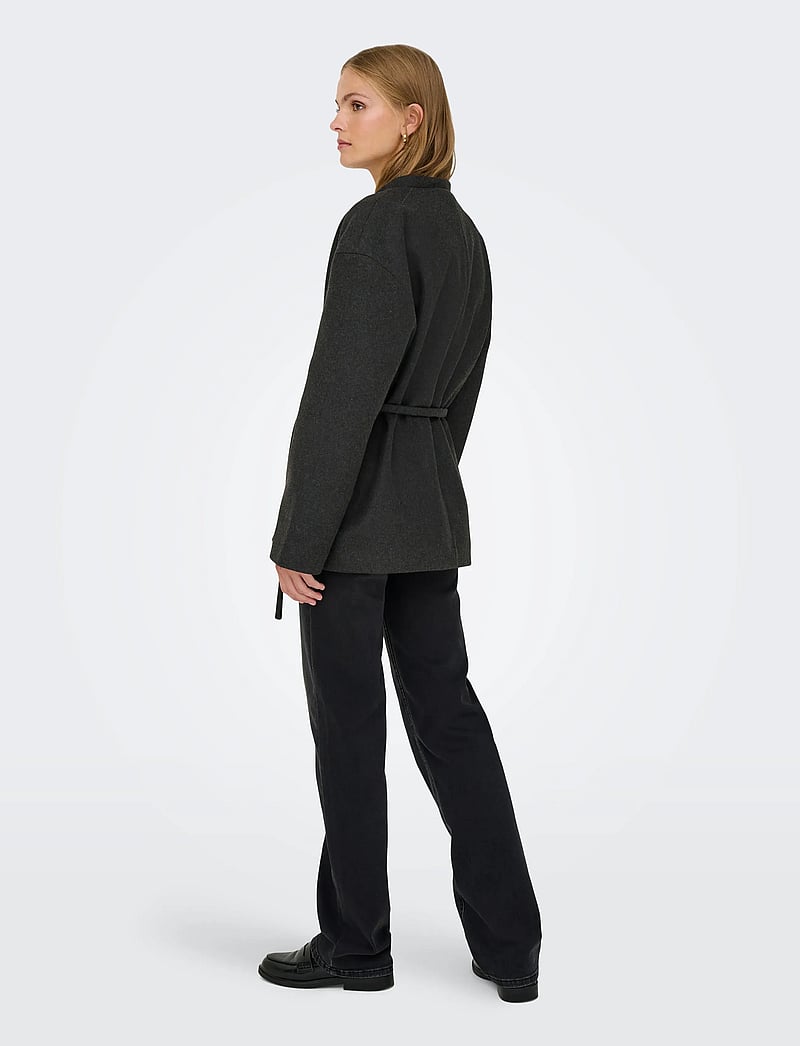ONLY - ONLFOX-TRILLION SHORT BELT JACKET PNT - vestes en laine - dark grey melange - 3