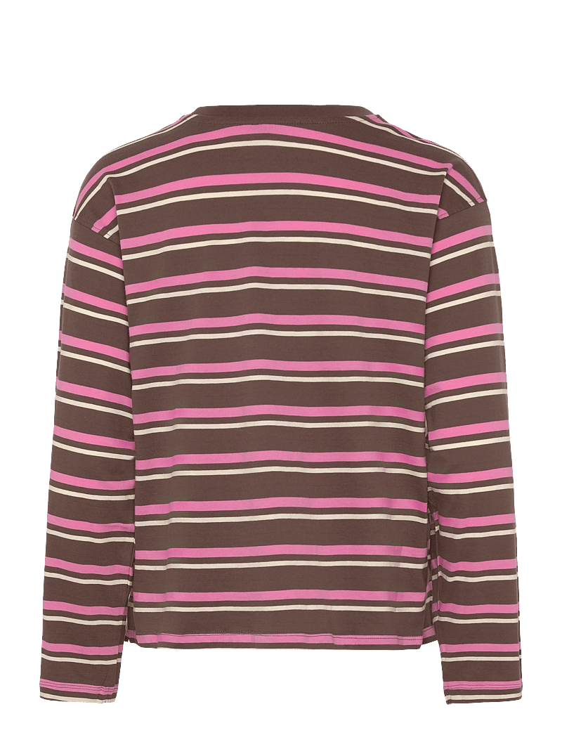 ONLY - ONLMAY LIFE L/S STRIPE TOP BOX JRS - långärmade toppar - chocolate martini - 1