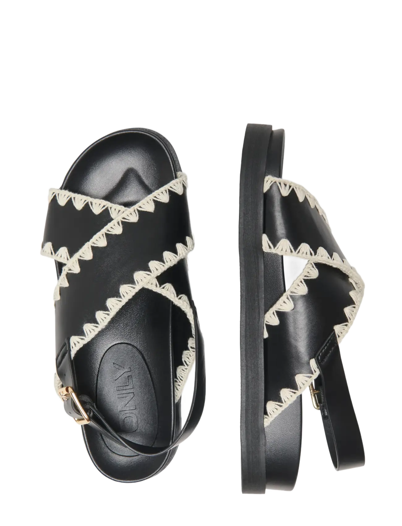 ONLY - ONLMINNIE-20 CROCHET SLING BACK - plateau-sandalen - black - 3