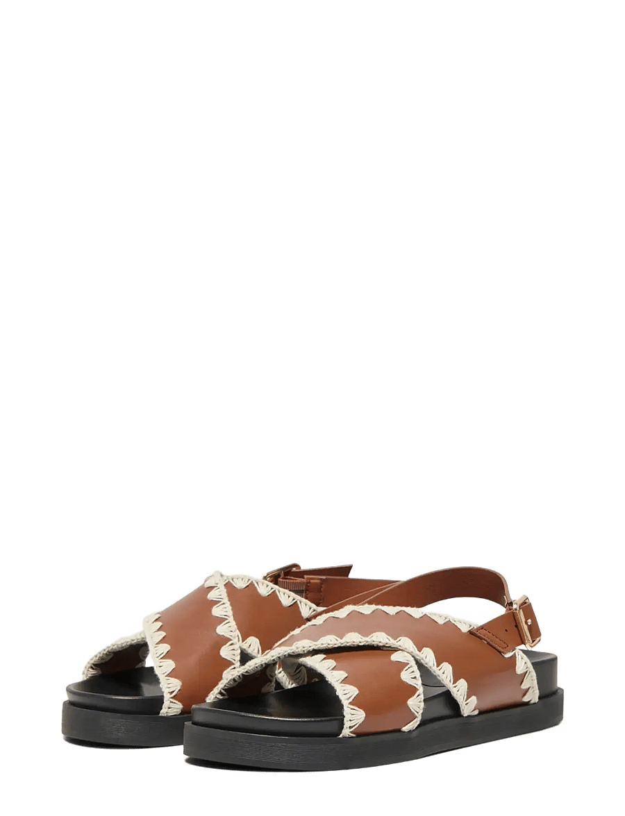 ONLY - ONLMINNIE-20 CROCHET SLING BACK - sandales à plateforme - cognac - 2