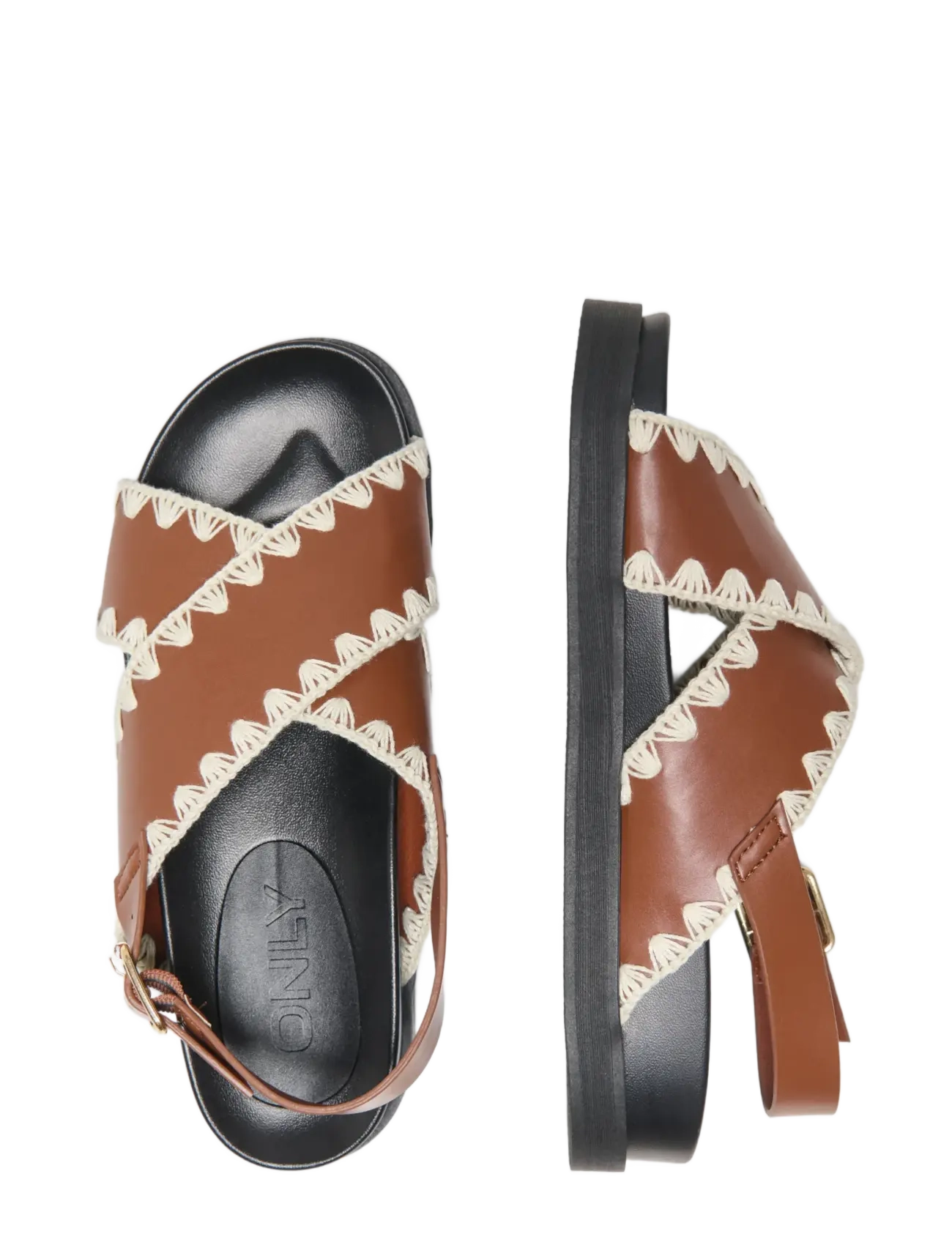 ONLY - ONLMINNIE-20 CROCHET SLING BACK - sandales à plateforme - cognac - 3