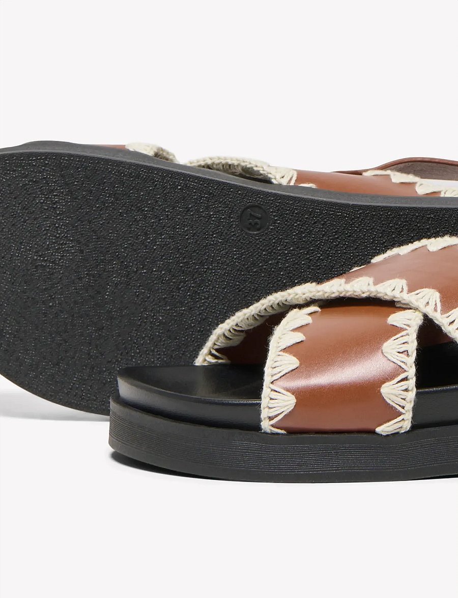 ONLY - ONLMINNIE-20 CROCHET SLING BACK - sandales à plateforme - cognac - 4