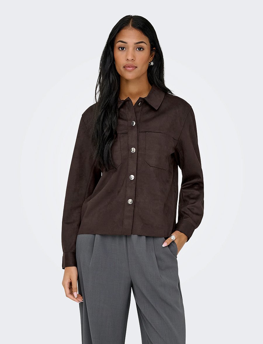 ONLY - ONLMIRA L/S FAUX SUEDE SHIRT PNT NOOS - coffee bean - 0