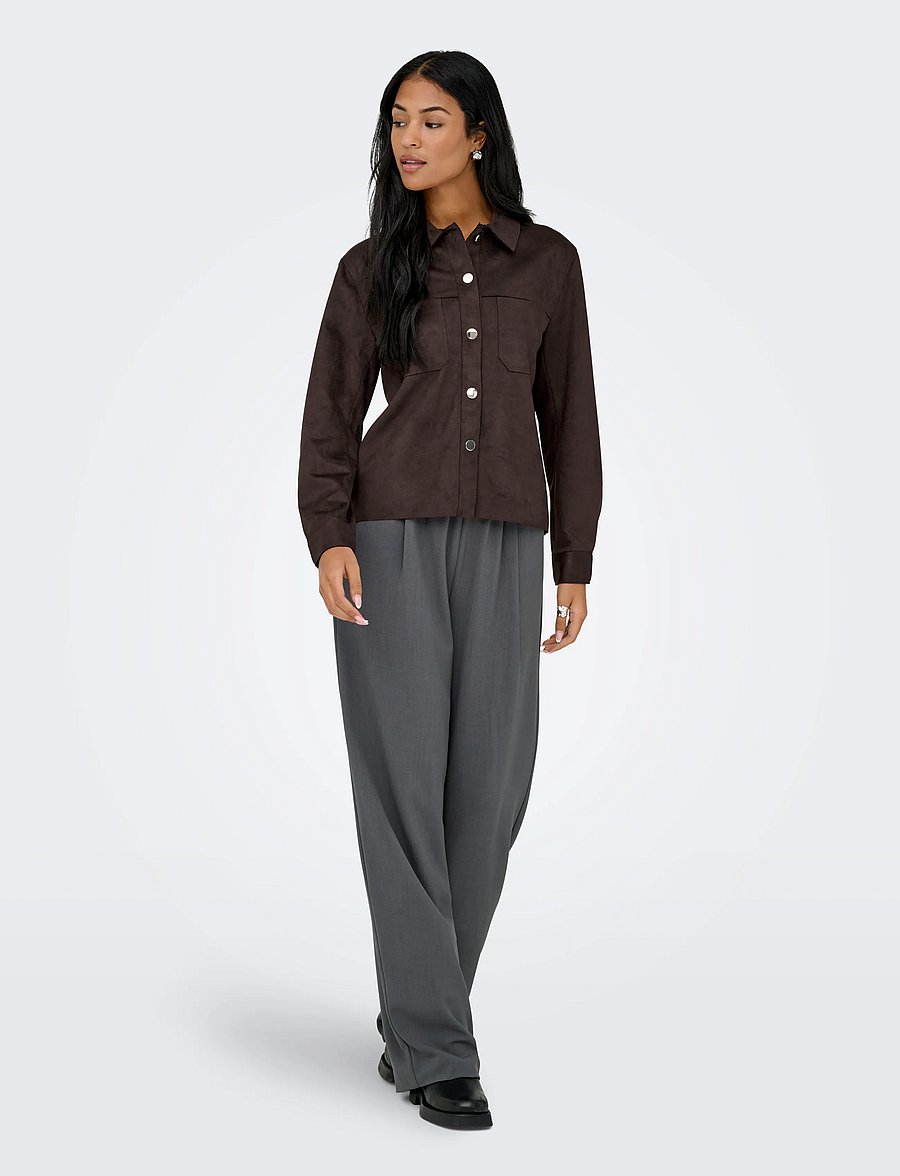 ONLY - ONLMIRA L/S FAUX SUEDE SHIRT PNT NOOS - coffee bean - 4