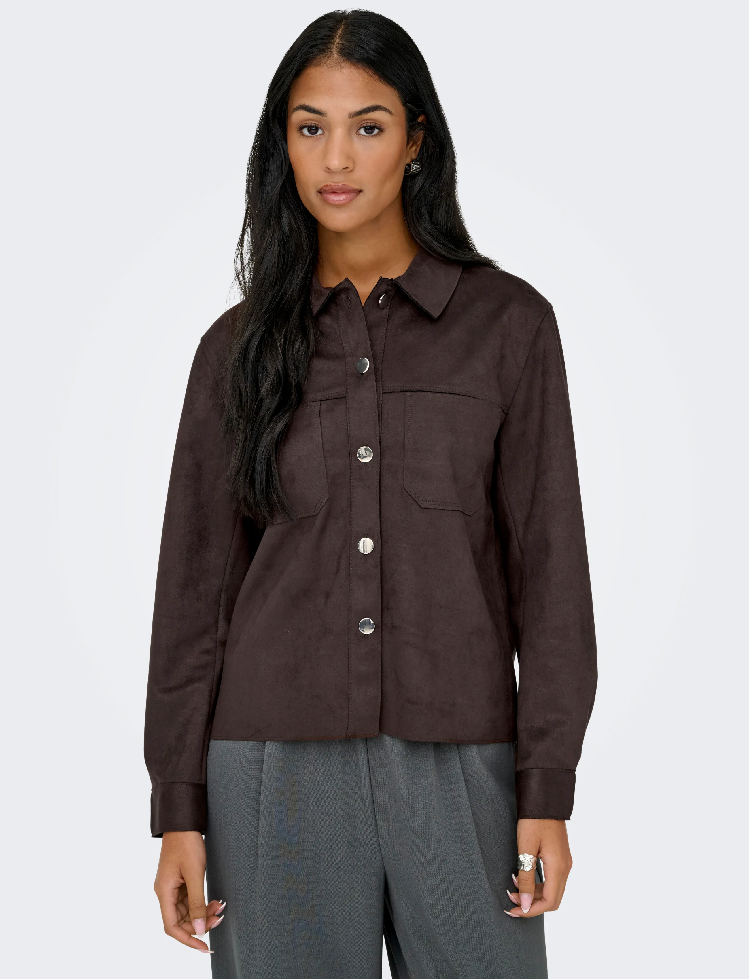 ONLY - ONLMIRA L/S FAUX SUEDE SHIRT PNT NOOS - coffee bean - 5
