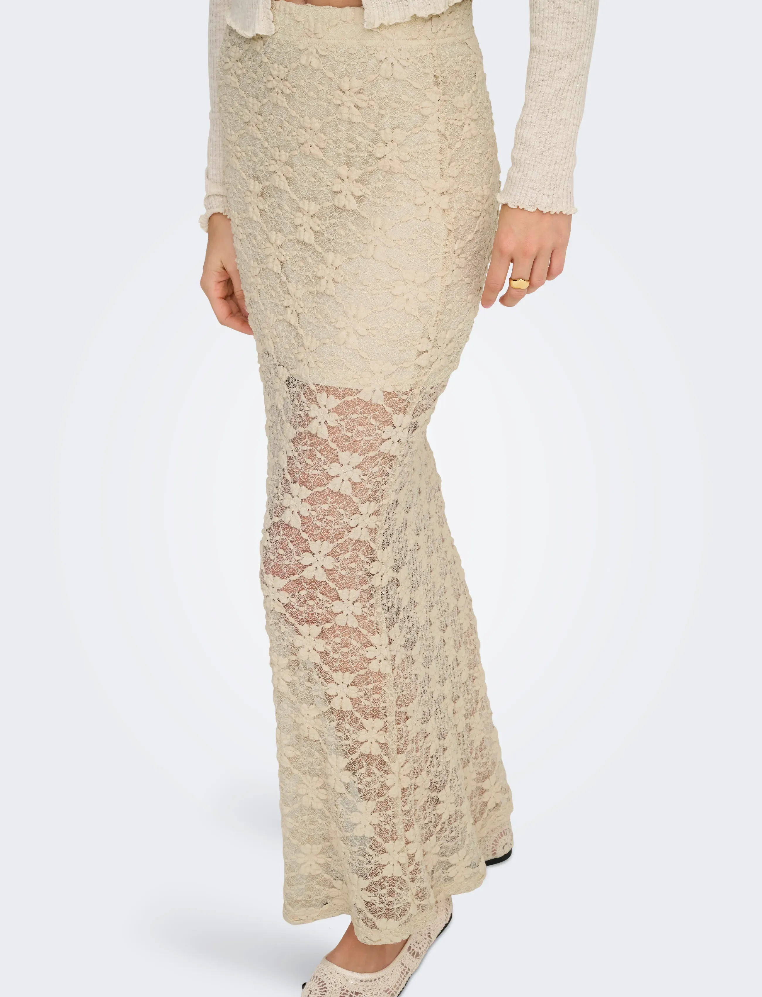ONLY - ONLPEARLINA LONG WIDE SKIRT WVN - maxi röcke - birch - 5