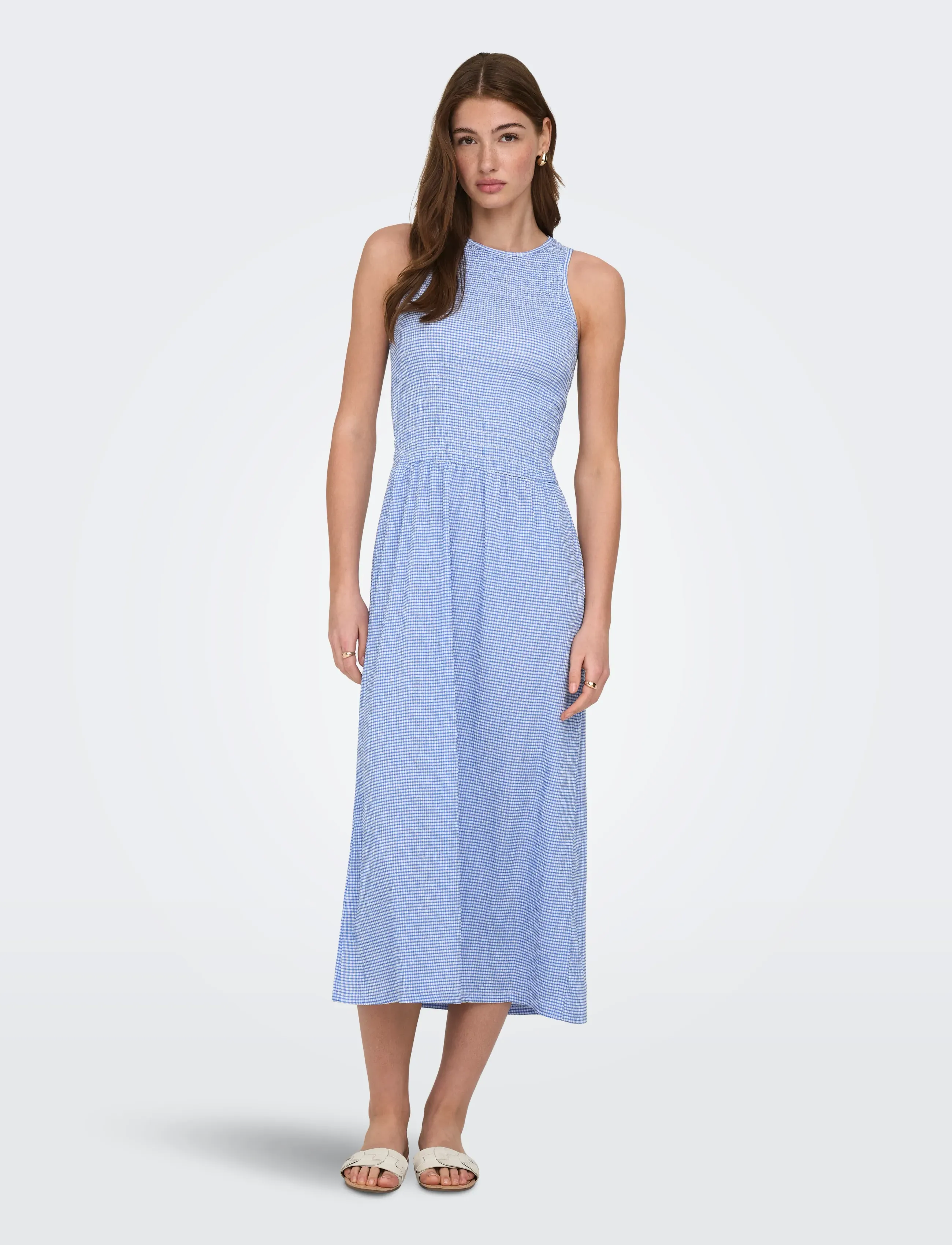 ONLY Onlcelle S/L Smock Dress Jrs, XL, Dresses, Blau - Maxi Dress, Frauen