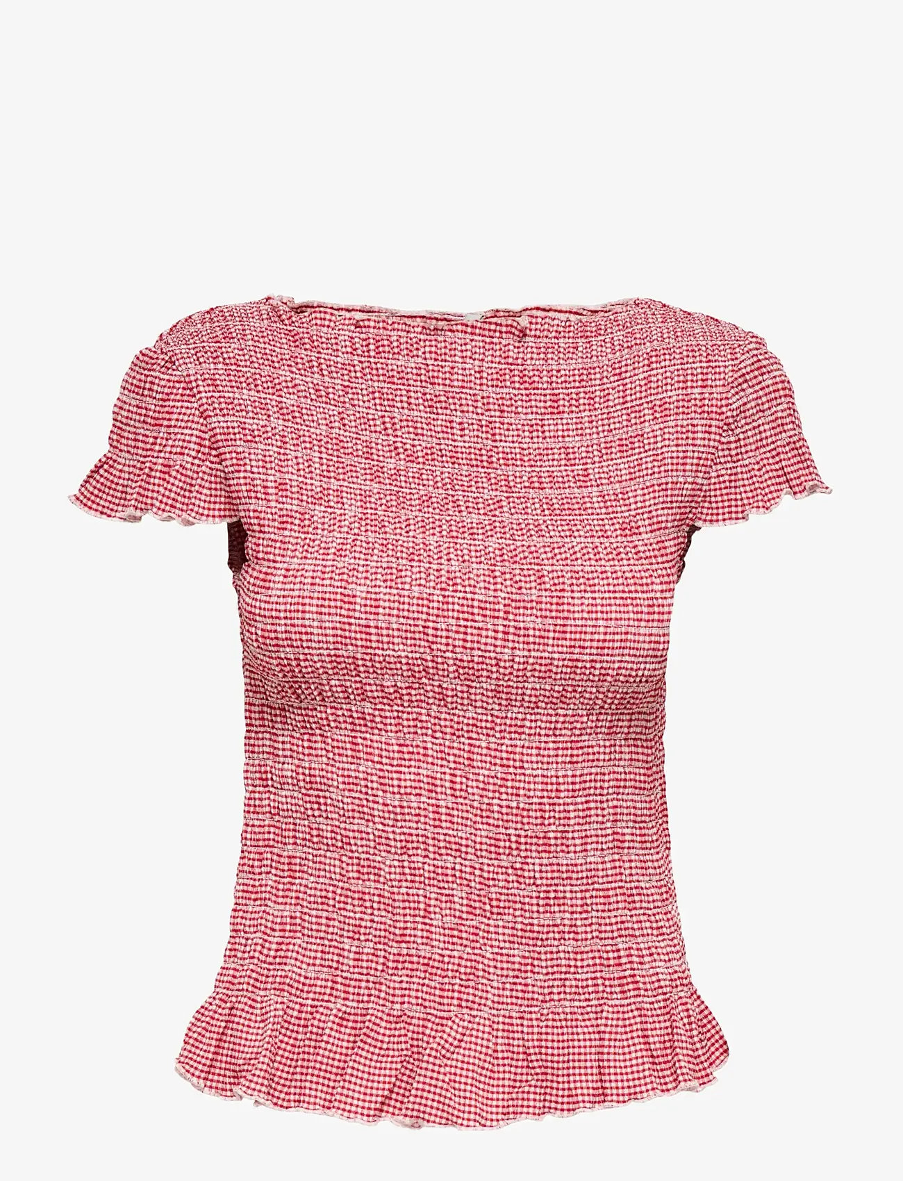 ONLY - ONLCELLE CAP SMOCK BOATNECK TOP JRS - crop tops - barbados cherry - 1