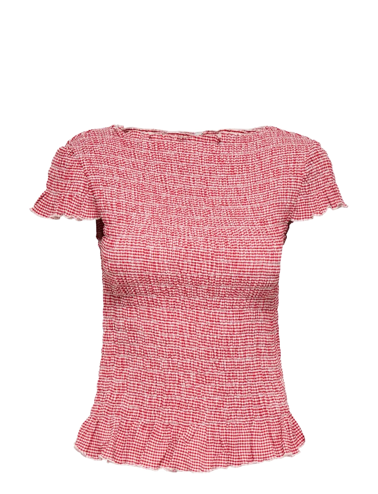 ONLY ONLCELLE CAP SMOCK BOATNECK TOP JRS - Crop tops - BARBADOS CHERRY / red