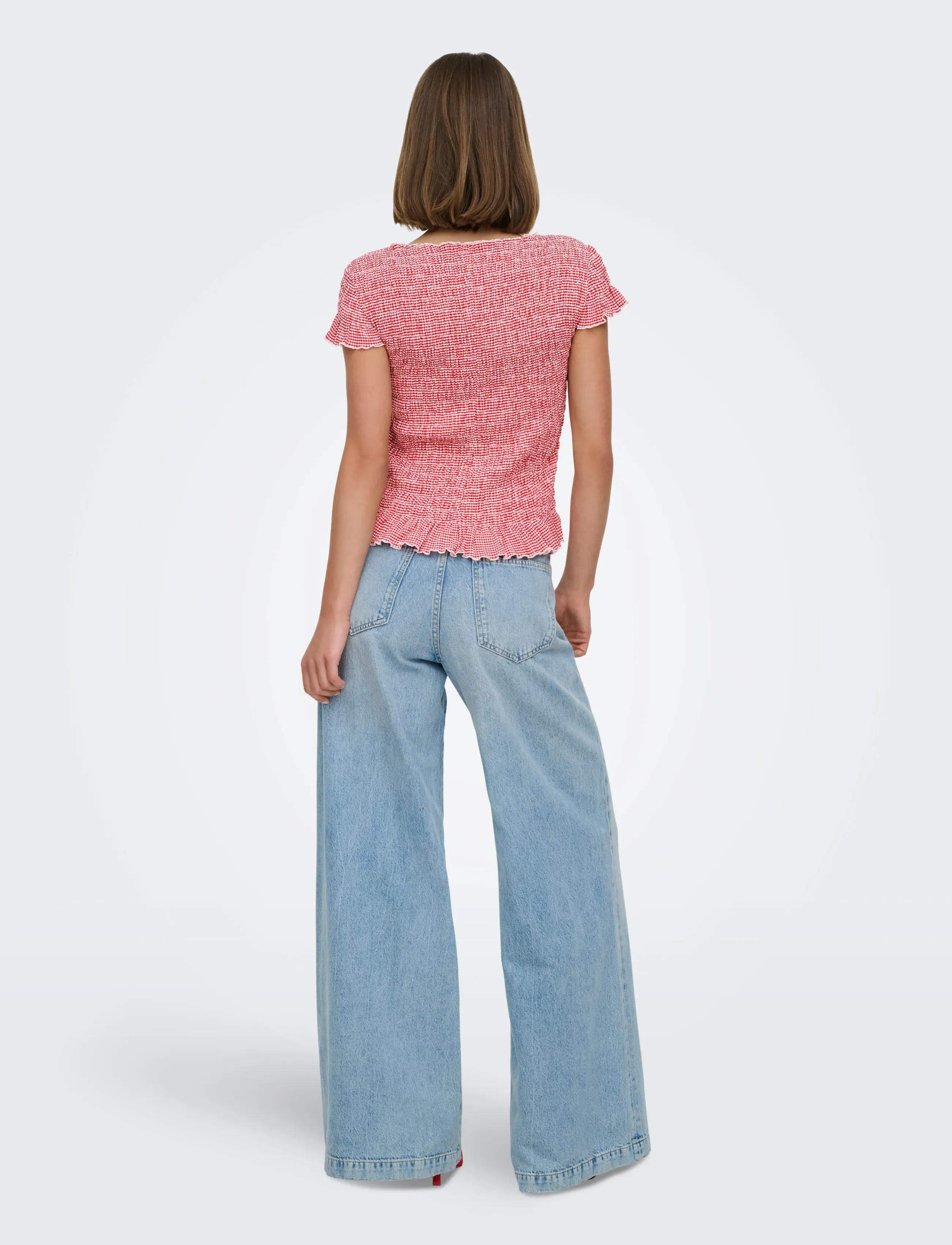 ONLY - ONLCELLE CAP SMOCK BOATNECK TOP JRS - crop tops - barbados cherry - 3