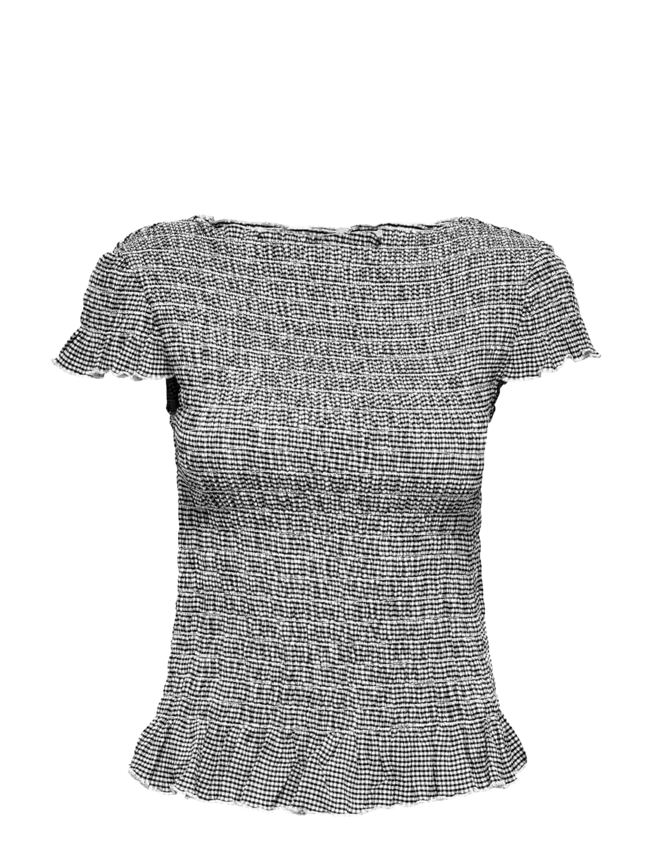 ONLY ONLCELLE CAP SMOCK BOATNECK TOP JRS - Crop tops - BLACK / multi