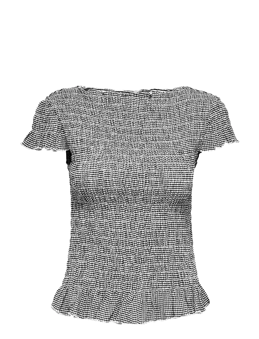 ONLY - ONLCELLE CAP SMOCK BOATNECK TOP JRS - crop tops - black - 1