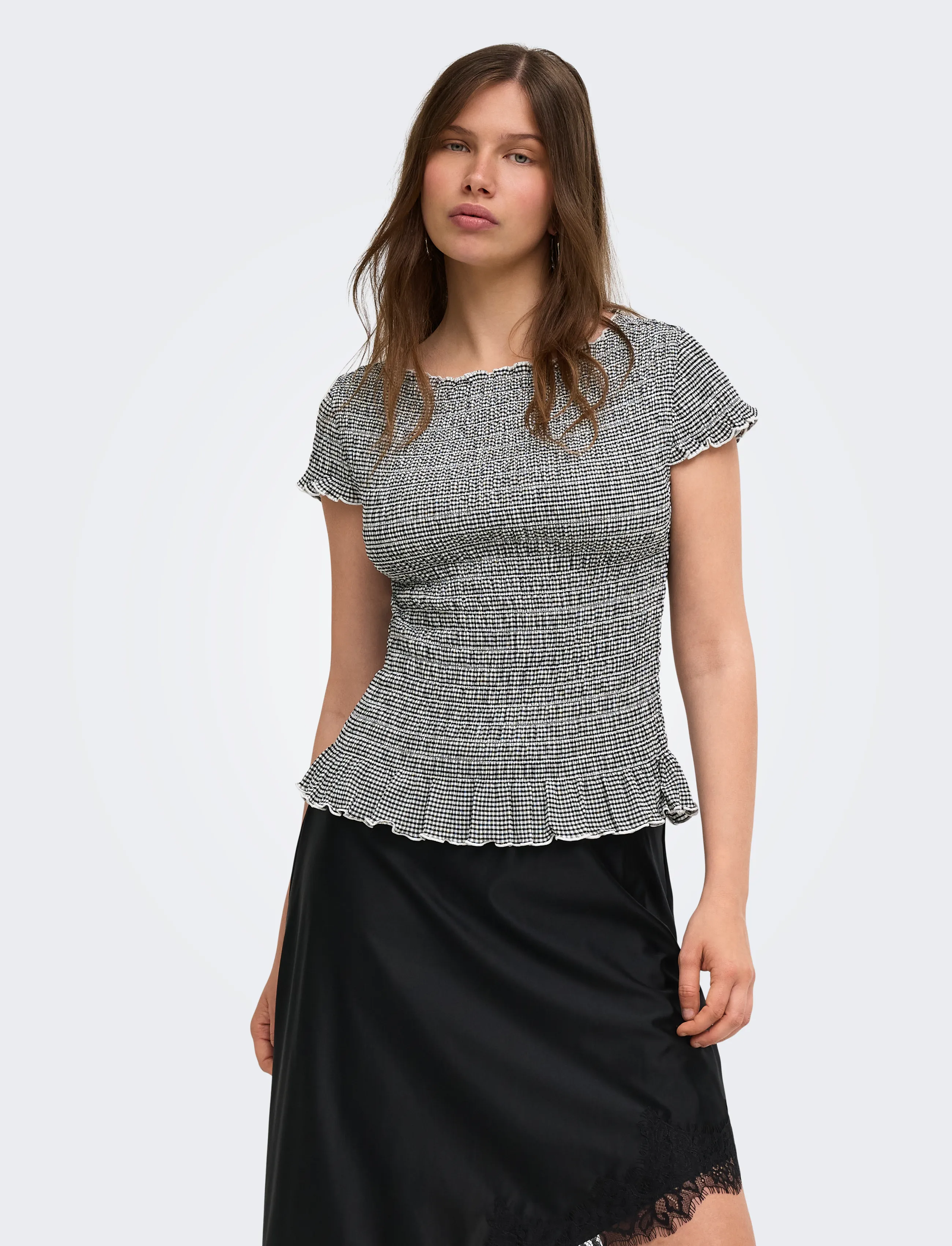 ONLY Onlcelle Cap Smock Boatneck Top Jrs, XL, Crop Oberteile, Mehrfarbig/gemustert - Short-sleeved Frauen