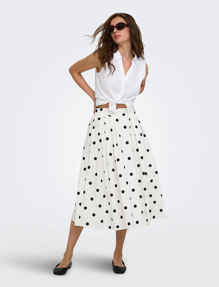 ONLY - ONLMAILA LONG PLEAT SKIRT WVN - faltenröcke - cloud dancer - 5