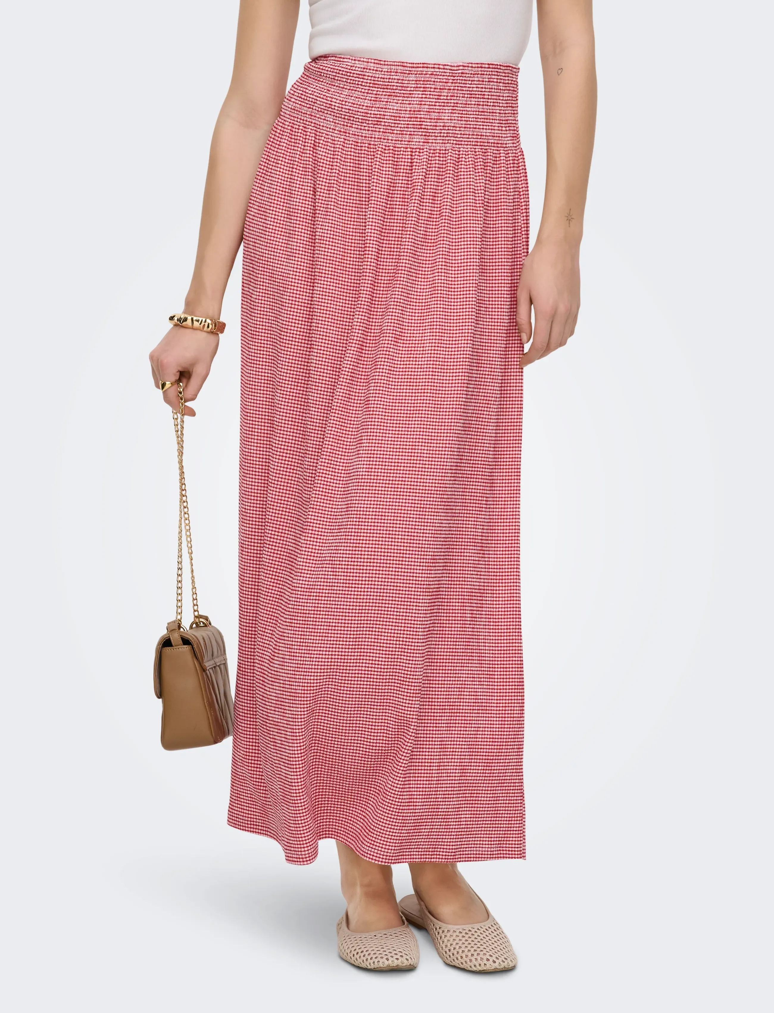 ONLY ONLCELLE SMOCK SKIRT CS JRS - Maxi skirts - BARBADOS CHERRY / red