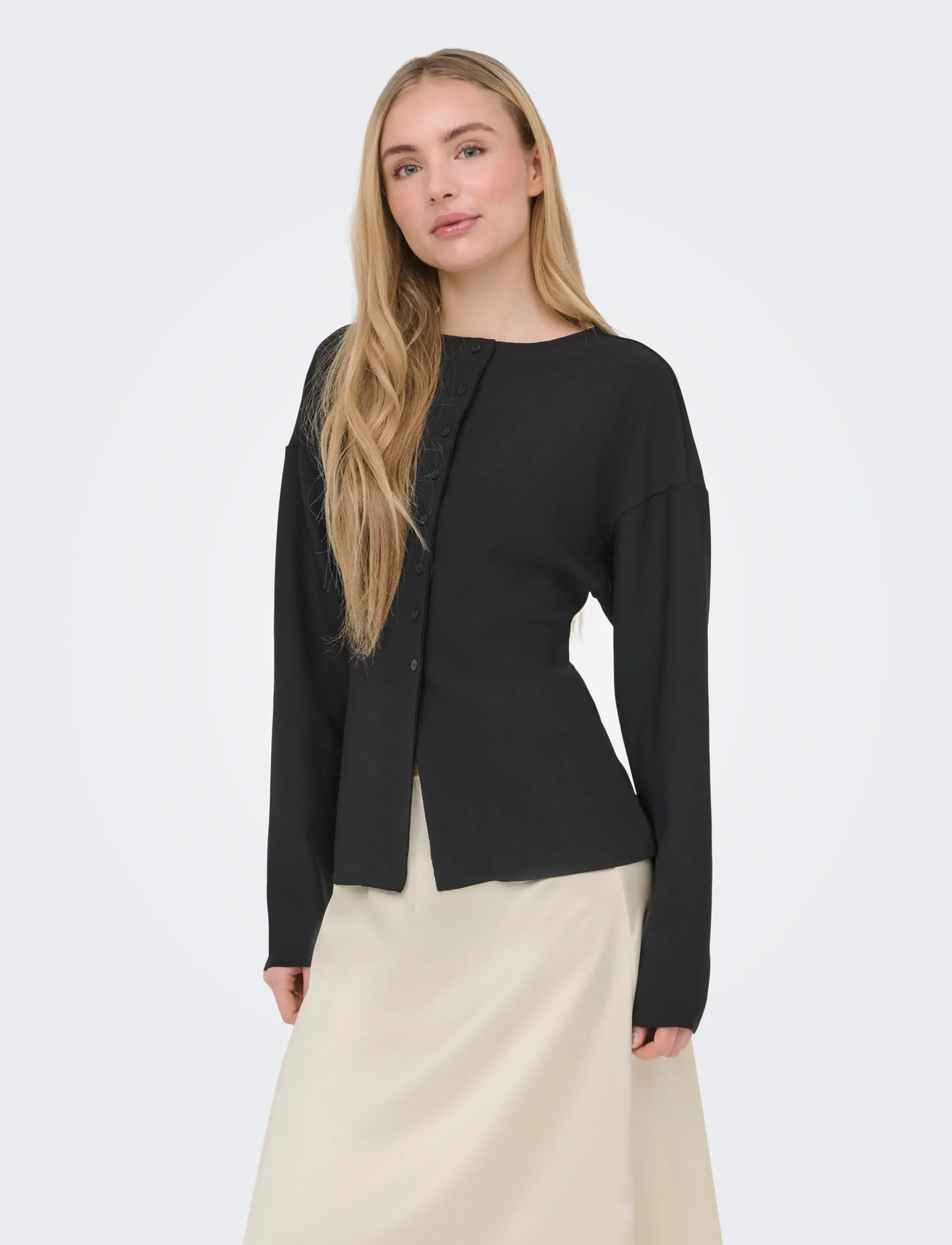 ONLY Onlluma-Clever L/S Waist Cardigan Tlr, 40, Knitwear, Schwarz - Cardigans, Frauen