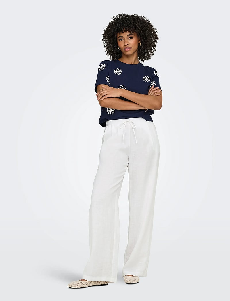 ONLY - ONLITA MW LINEN LOOK WIDE PANT TLR - hosen mit weitem bein - bright white - 4