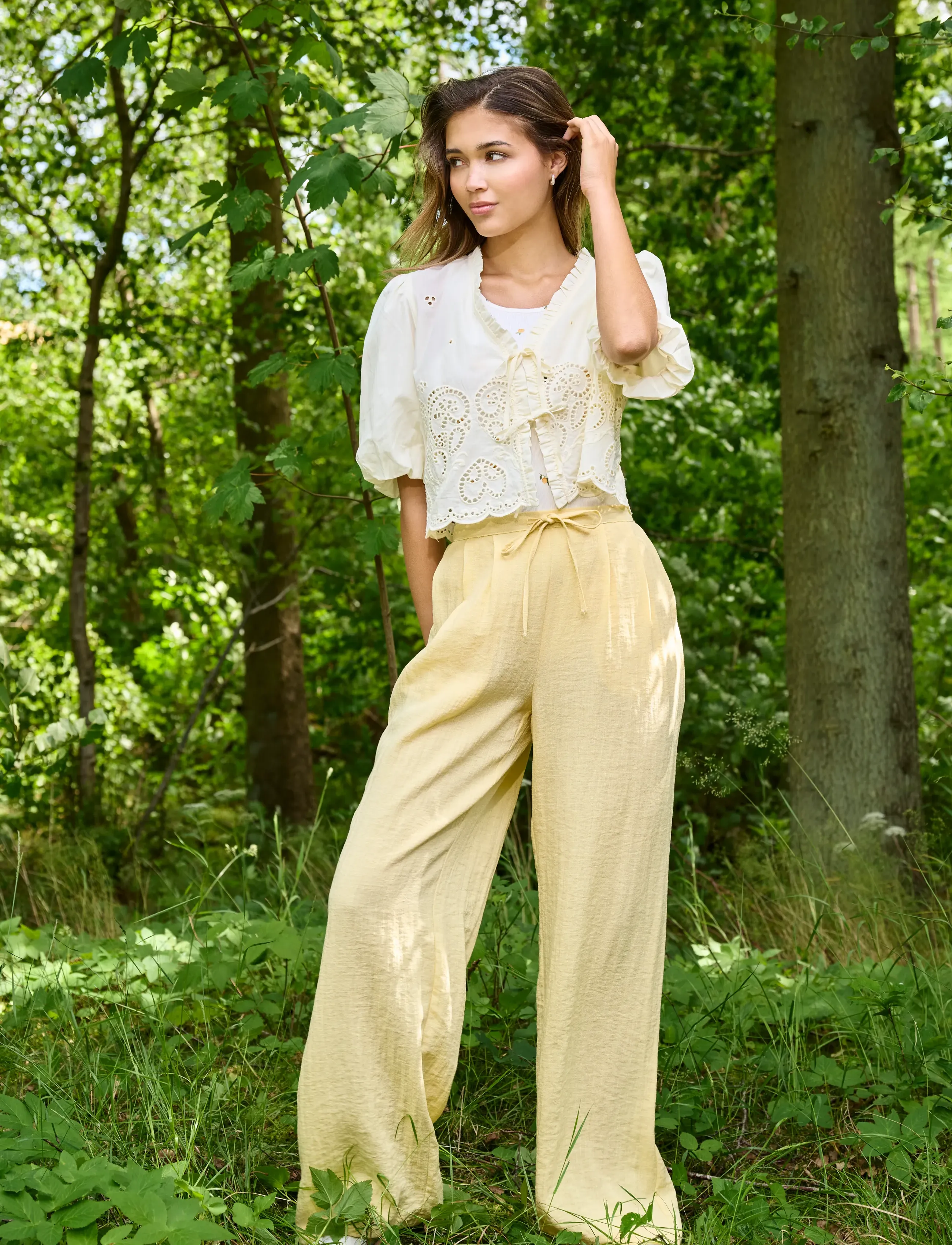 ONLY - ONLITA MW LINEN LOOK WIDE PANT TLR - bukser med brede ben - sunlight - 2