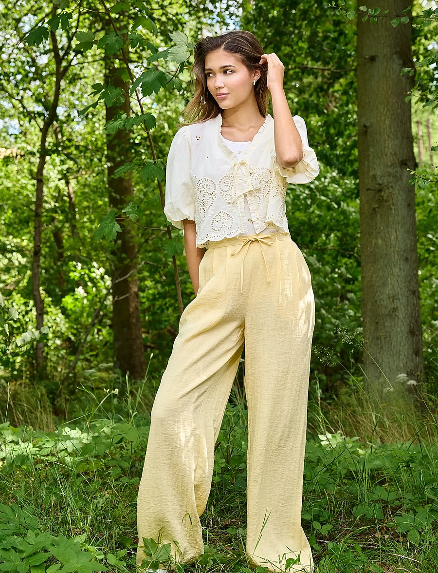 ONLY - ONLITA MW LINEN LOOK WIDE PANT TLR - bukser med brede ben - sunlight - 2