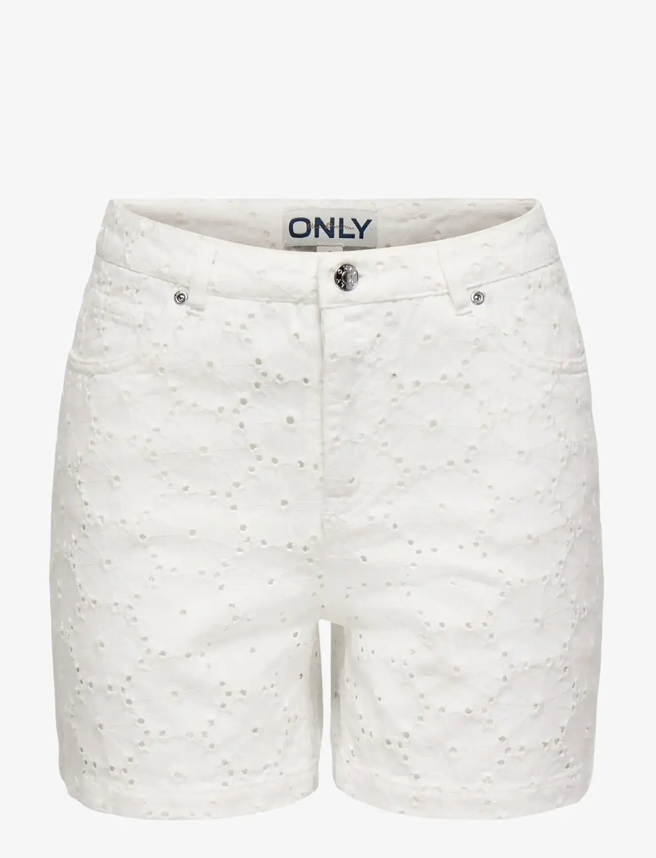 ONLY - ONLPHINE-FIO HW ANGLAISE SHORTS PNT - kasdienio stiliaus šortai - bright white - 0