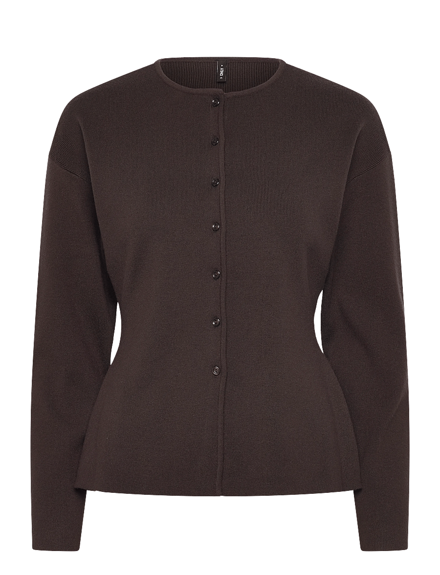 ONLY - ONLLUCY LS O-NECK CARDIGAN KNT NOOS - forårsjakker - chocolate torte - 1