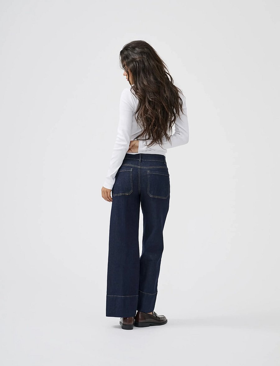 ONLY - ONLMADISON HW DO BT CRP WD DNM GUA85NOOS - hosen mit weitem bein - dark blue denim - 0