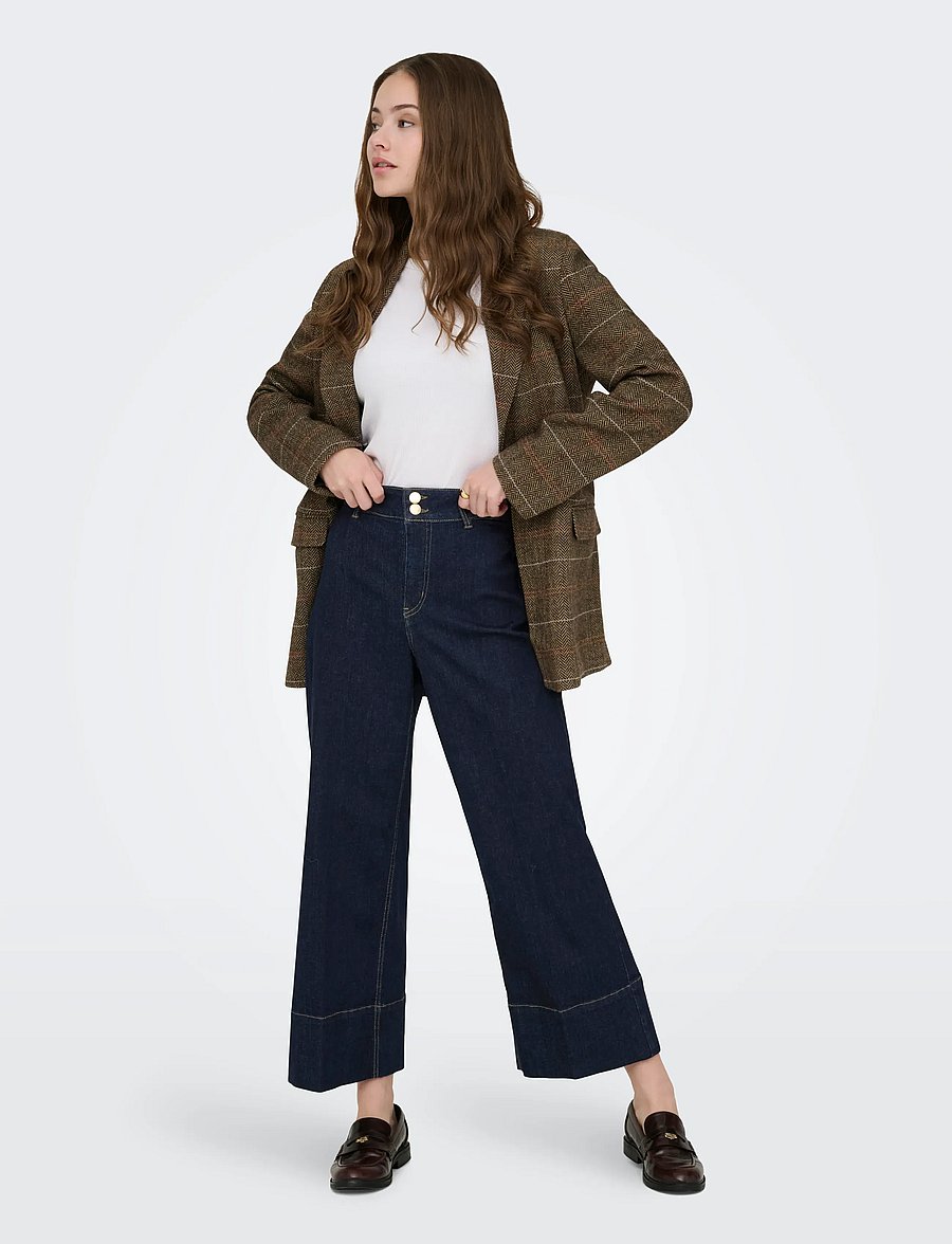 ONLY - ONLMADISON HW DO BT CRP WD DNM GUA85NOOS - brede jeans - dark blue denim - 4