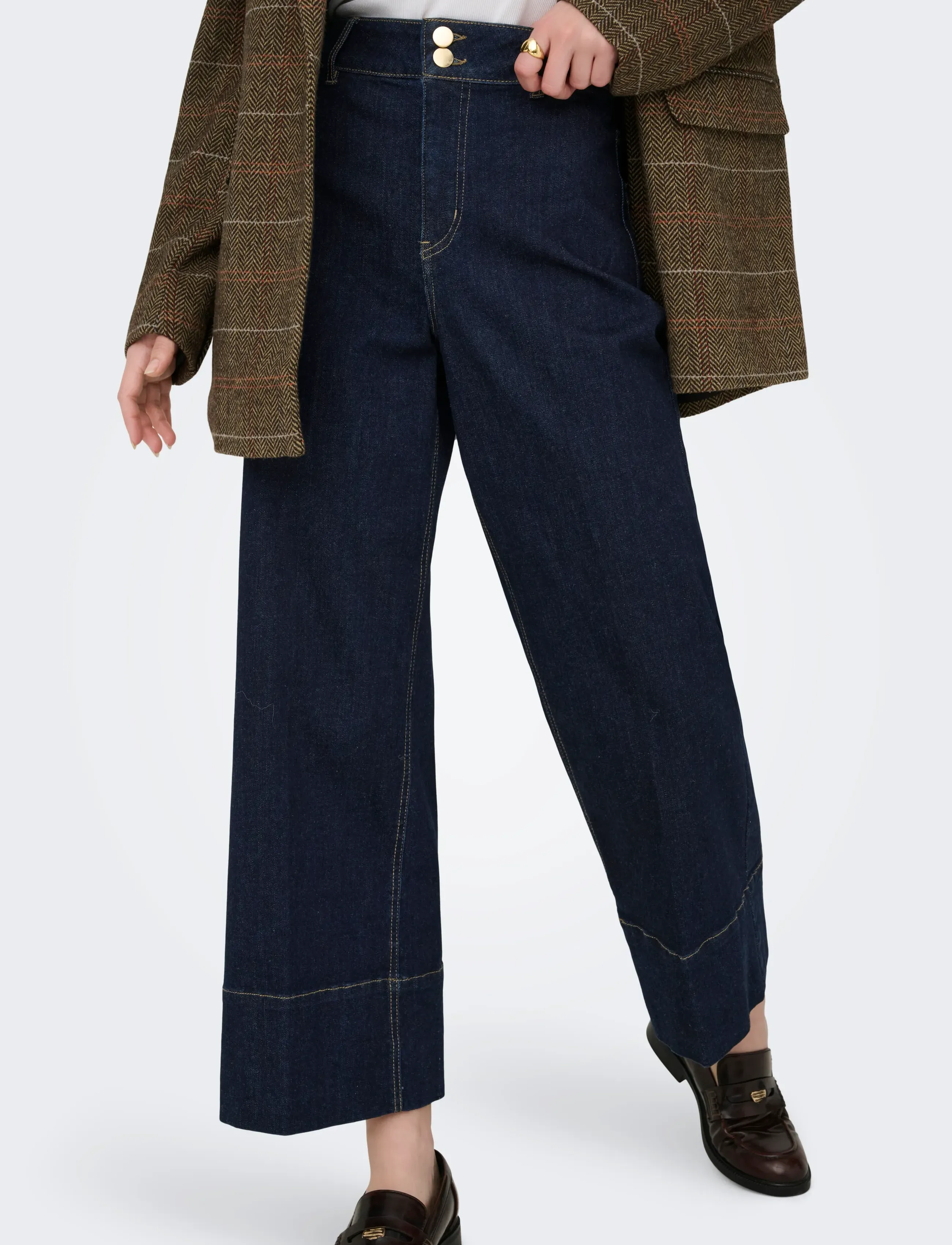 ONLY - ONLMADISON HW DO BT CRP WD DNM GUA85NOOS - brede jeans - dark blue denim - 5