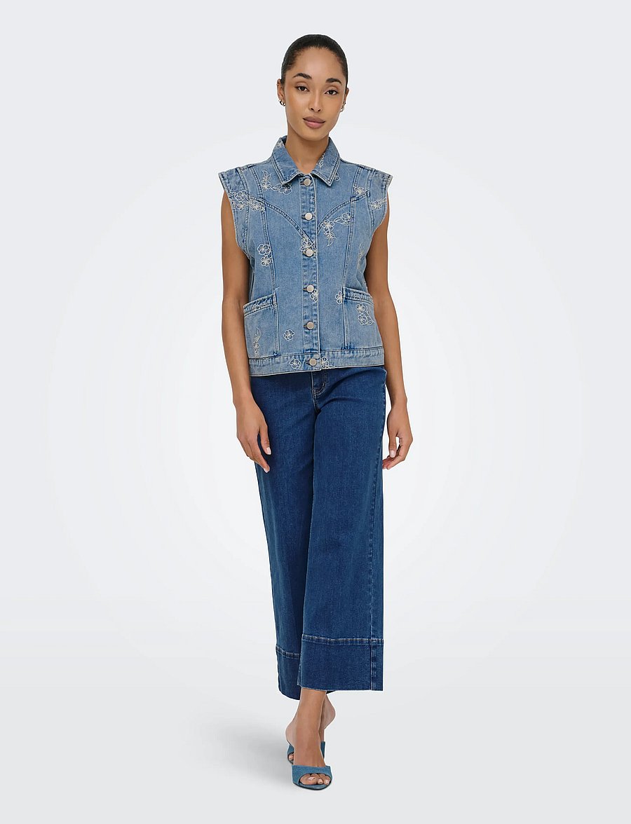 ONLY - ONLMADISON HW DO BT CRP WD DNM GUA85NOOS - brede jeans - medium blue denim - 4