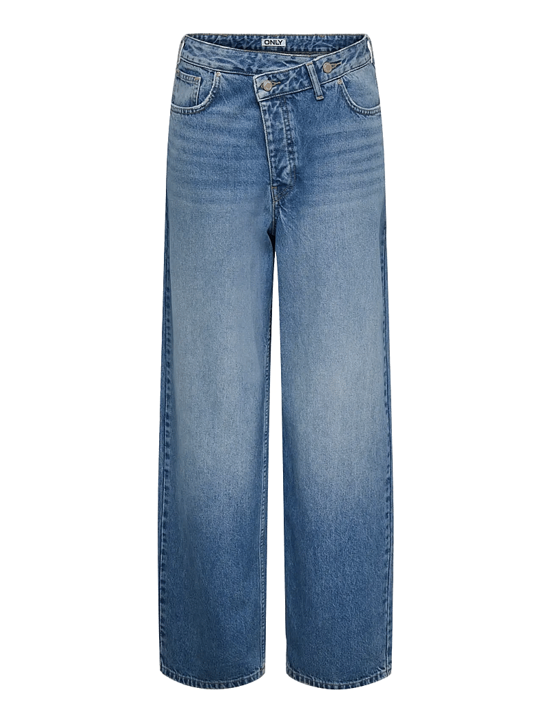 ONLY - ONLAMBER LW ASYM OVERSIZ BAGGY DNM TAI - hosen mit weitem bein - medium blue denim - 0