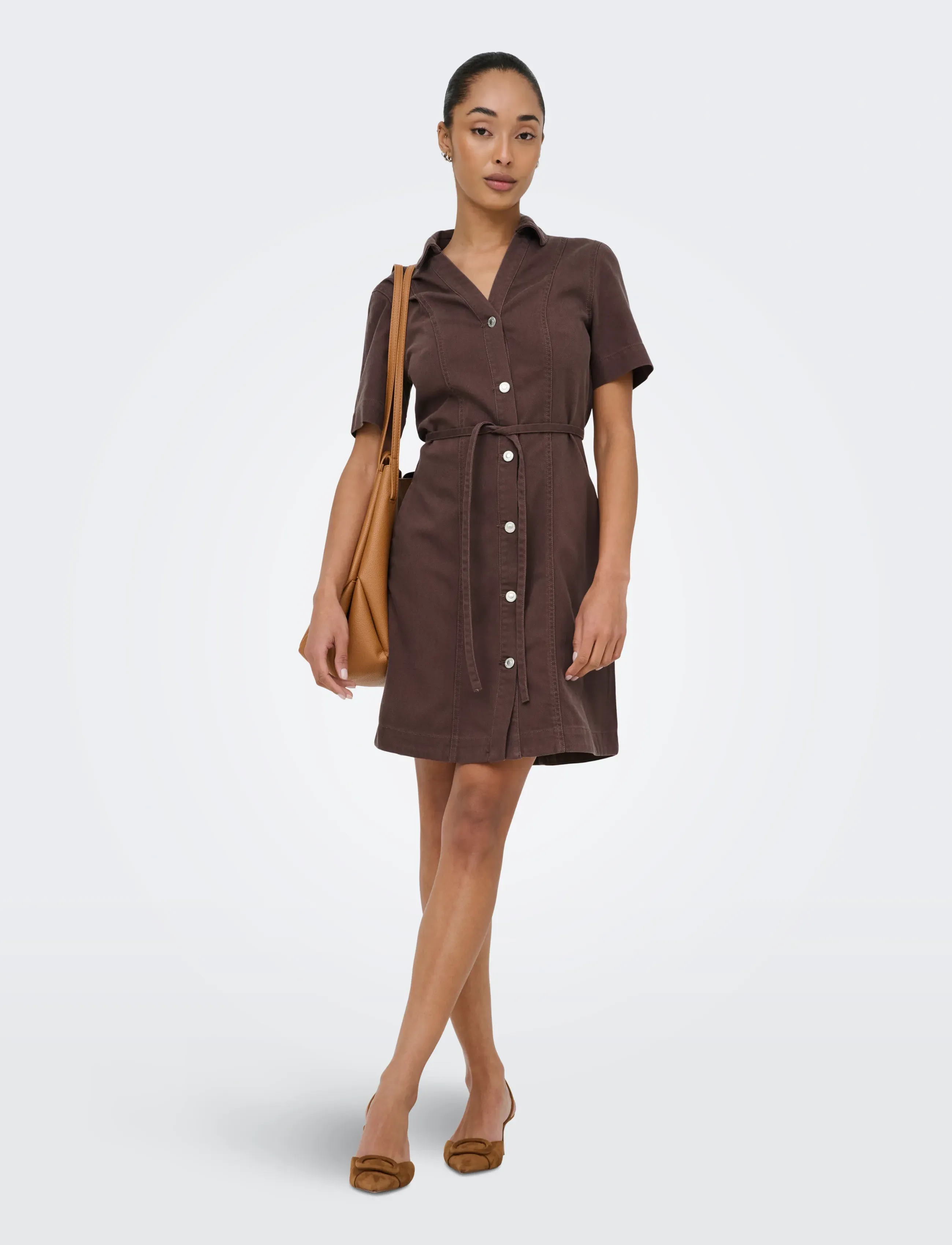 ONLY - ONLFINA-SOFT S/S BELT DRESS PNT - skjortekjoler - shopping bag - 4
