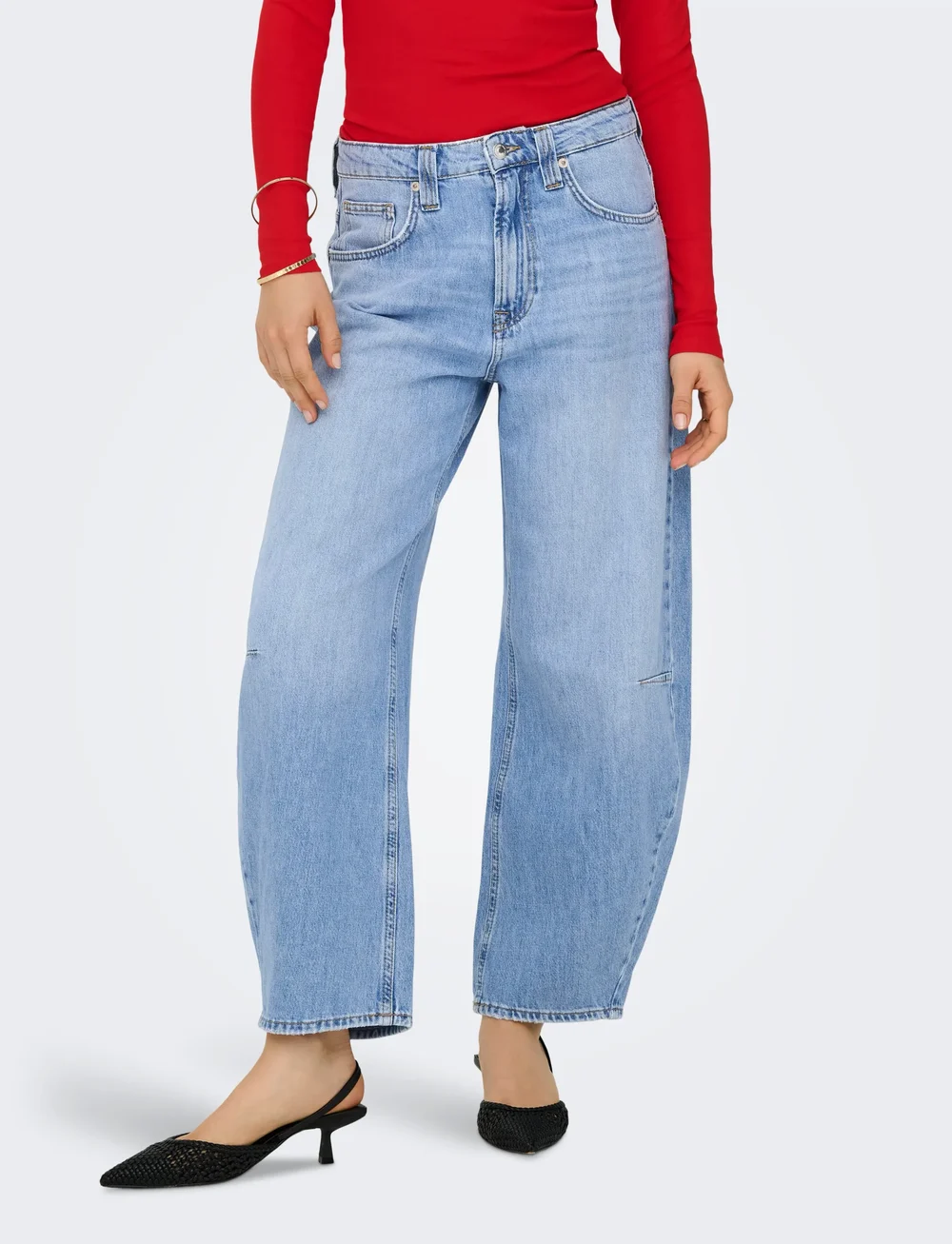 ONLY - ONLFRANKIE HW ANK BARREL DNM DOT007 NOOS - barrel jeans - light blue denim - 0