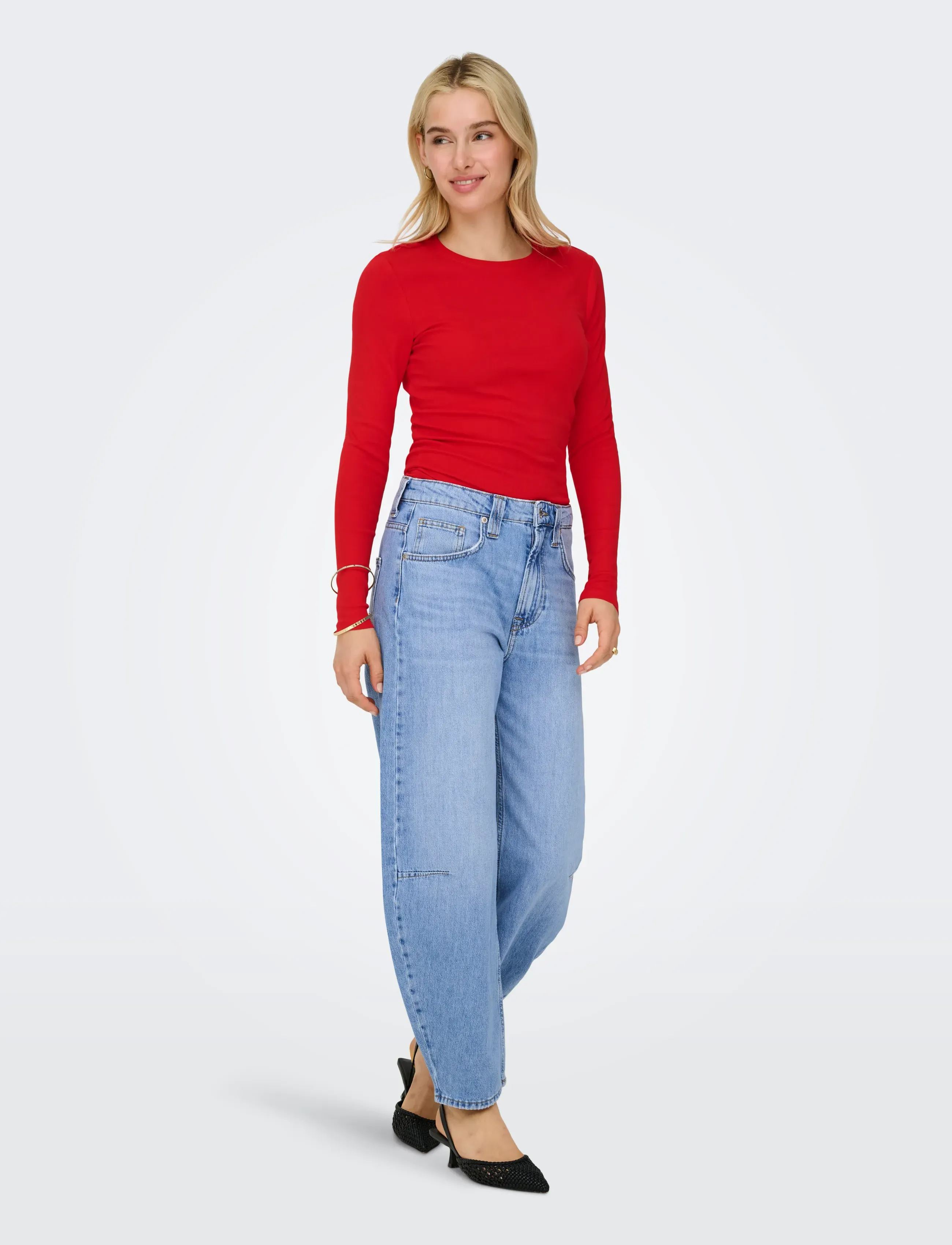 ONLY - ONLFRANKIE HW ANK BARREL DNM DOT007 NOOS - barrel jeans - light blue denim - 4