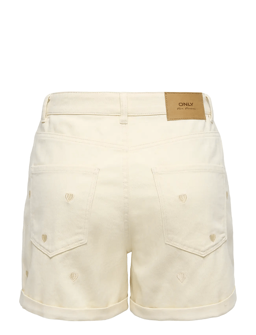 ONLY - ONLVEGA HW EMBROIDERY DNM SHORTS GUANOOS - jeansshorts - ecru - 2