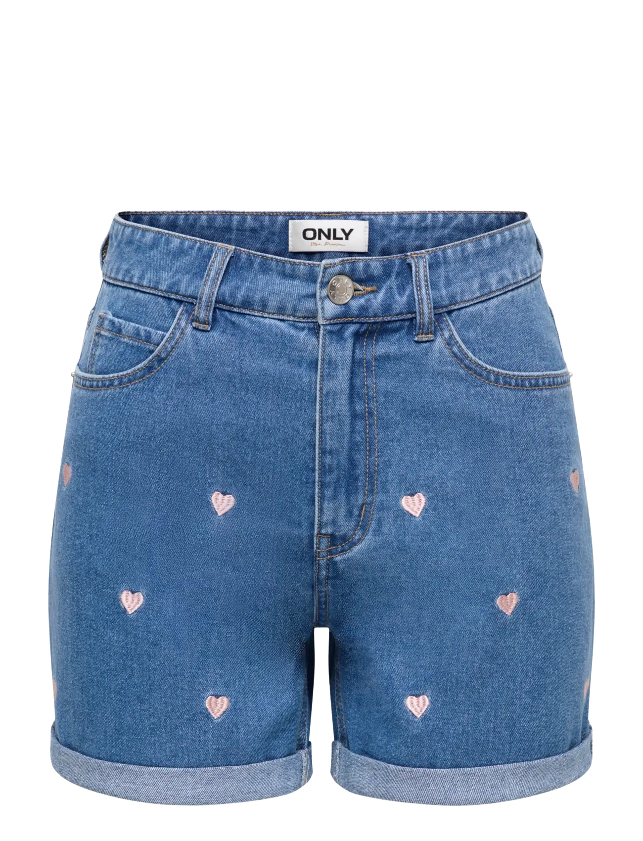 ONLY ONLVEGA HW EMBROIDERY DNM SHORTS GUANOOS - Short en jeans - MEDIUM BLUE DENIM / blue