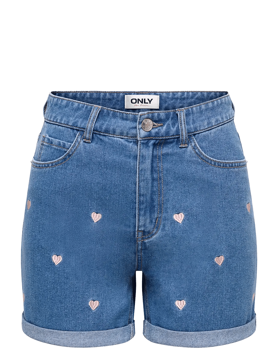 ONLY - ONLVEGA HW EMBROIDERY DNM SHORTS GUANOOS - jeansshorts - medium blue denim - 1