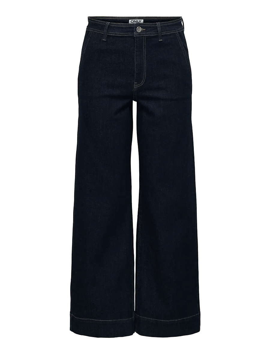 ONLY - ONLMADISON HW CHINO WIDE DNM GUA772 NOOS - hosen mit weitem bein - dark blue denim - 1