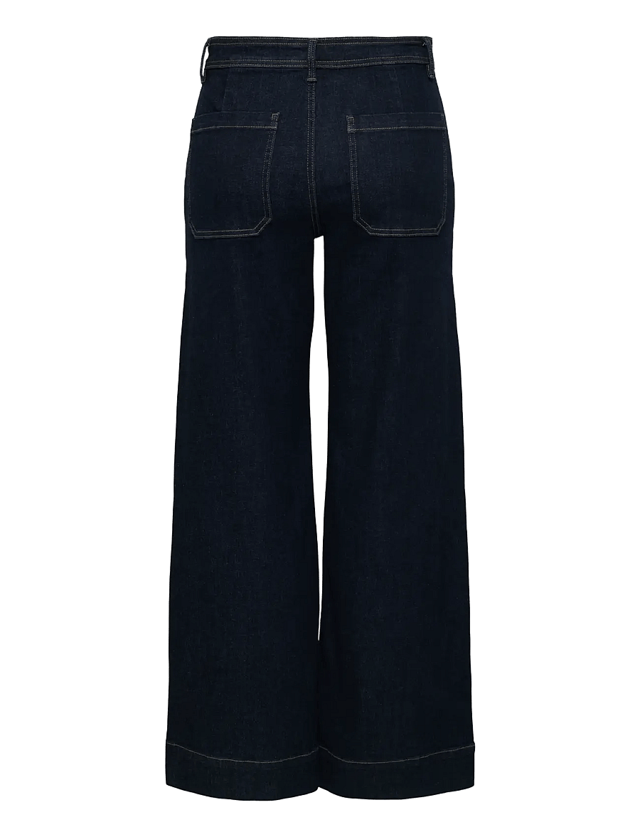 ONLY - ONLMADISON HW CHINO WIDE DNM GUA772 NOOS - hosen mit weitem bein - dark blue denim - 2