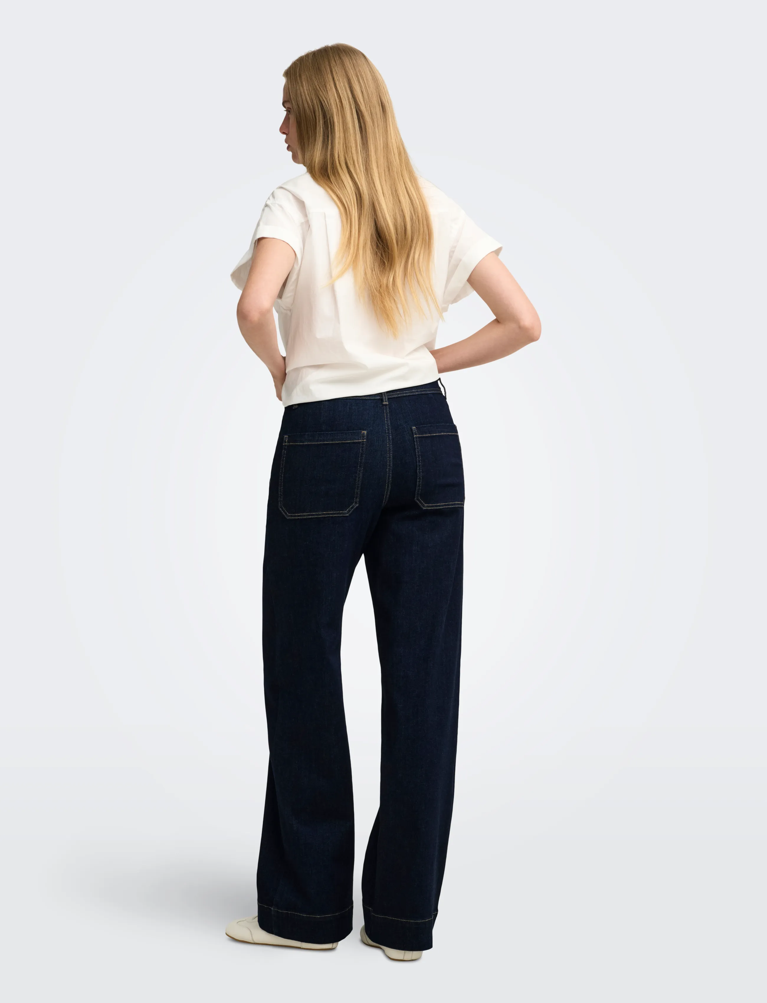 ONLY - ONLMADISON HW CHINO WIDE DNM GUA772 NOOS - hosen mit weitem bein - dark blue denim - 3