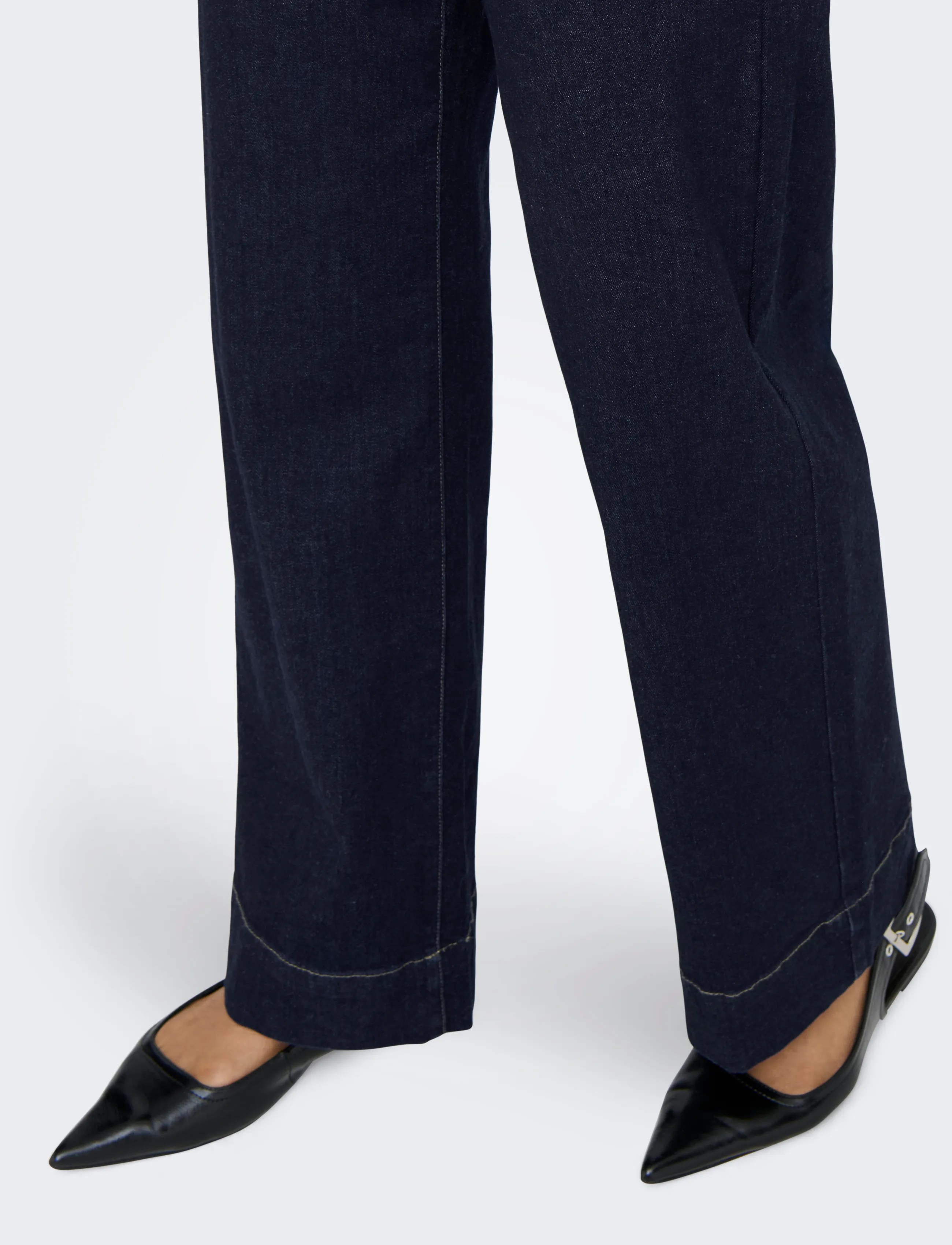 ONLY - ONLMADISON HW WIDE BUCKLE DNM GUA411NOOS - hosen mit weitem bein - dark blue denim - 5